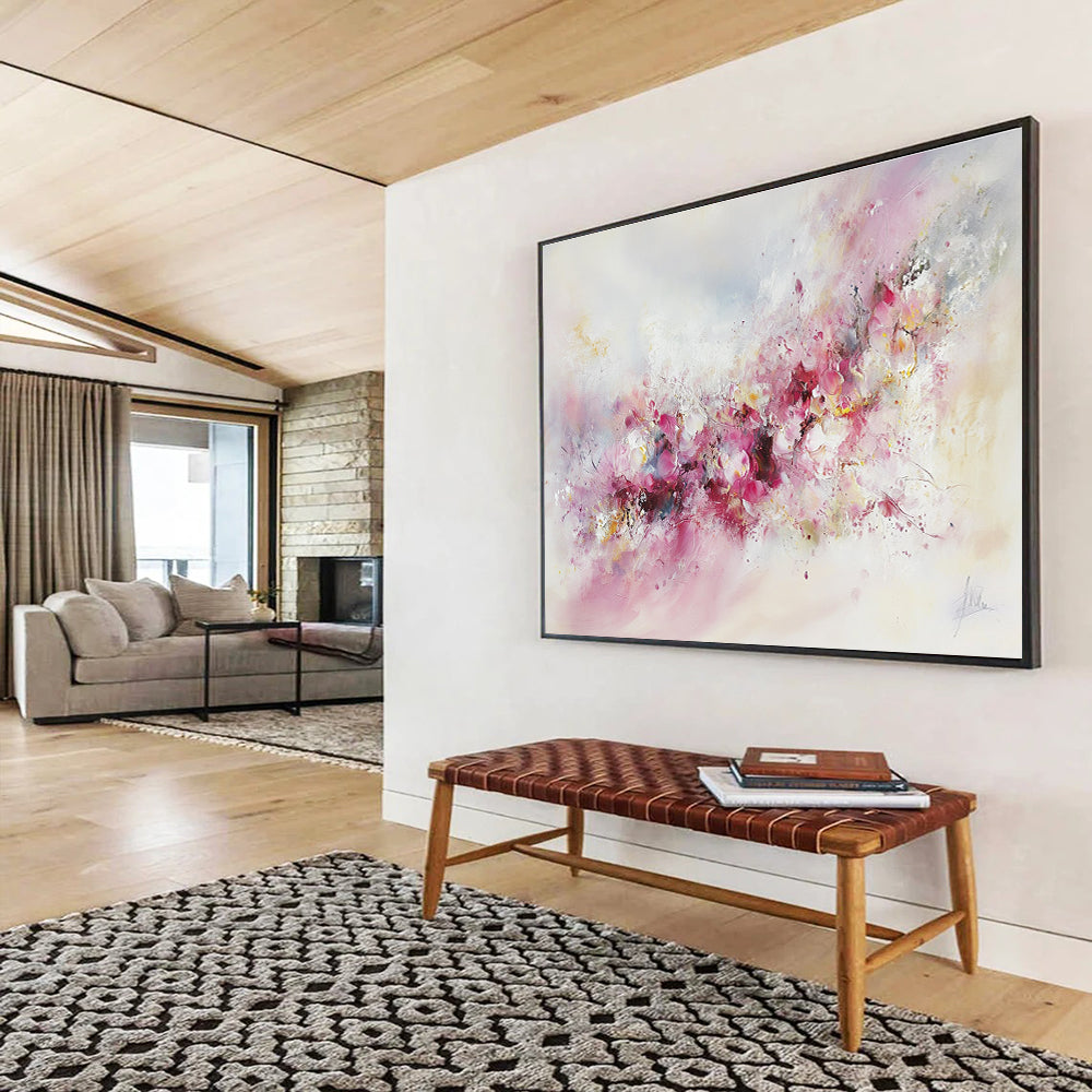 Soft Pink Floral Abstract Painting with Delicate Hues DYP350