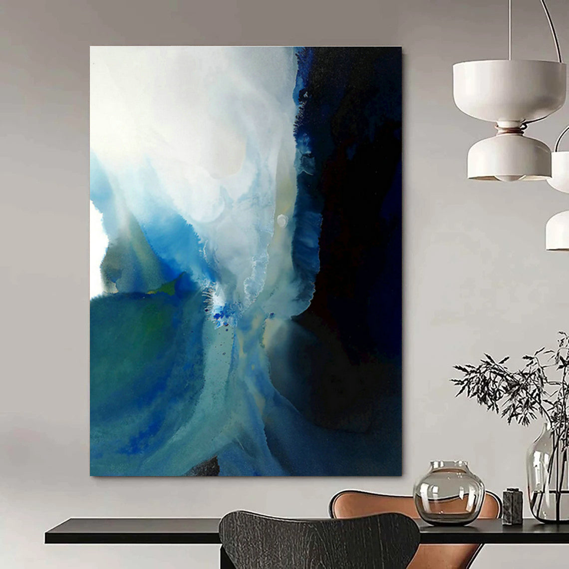 Hand - Painted Custom Abstract Canvases for Cottage Living Room Fireplace Screen Hinges & Dining Room Buffet Cabinet Knobs DLZ0919