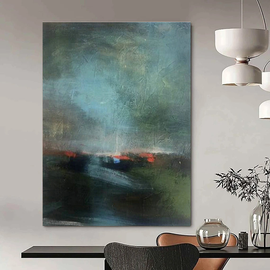 Custom - Themed Handmade Abstract Canvas for Cottage Office & Hallway DLZ1415