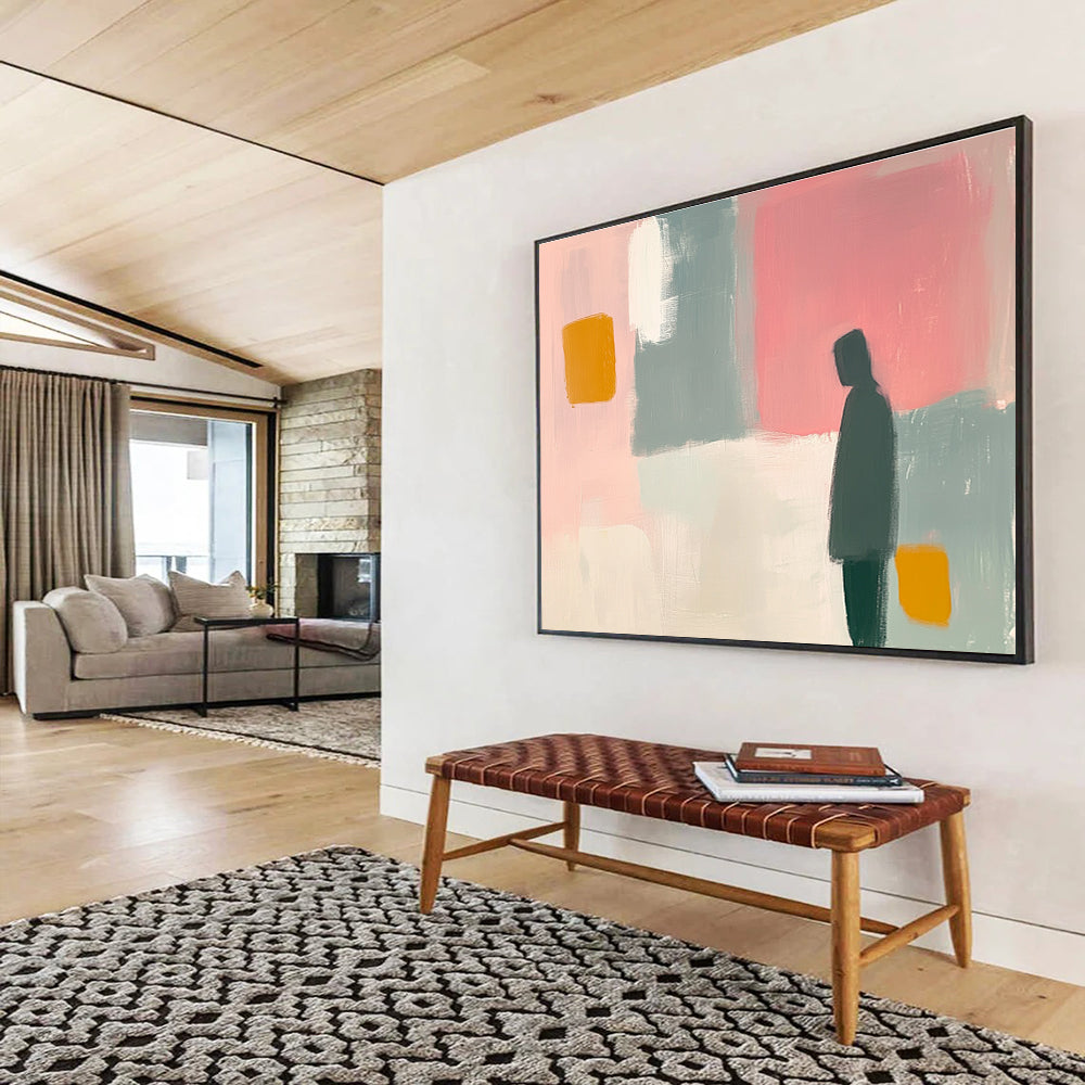 Solitary Figure Abstract Painting with Muted Tones DYP538