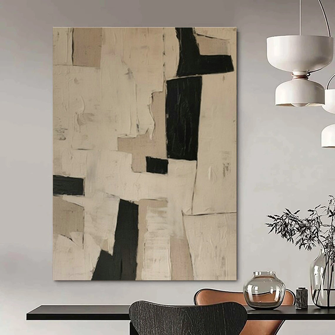 Large Customizable Hand-Painted Abstract Art for Hallway Coat Rack Wall and Living Room Entertainment Center Wall DLZ1852