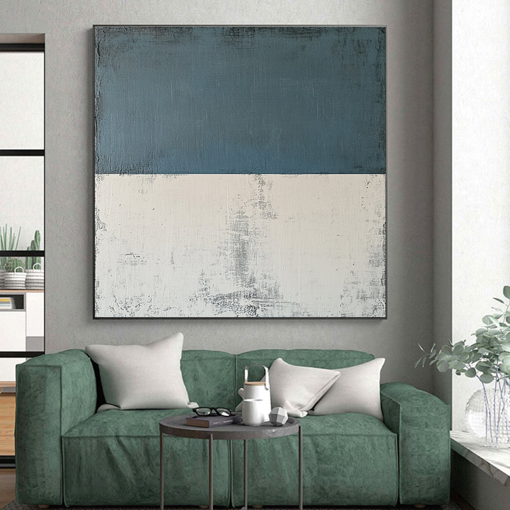 Blue and White Abstract Painting with Textured Layers GER177