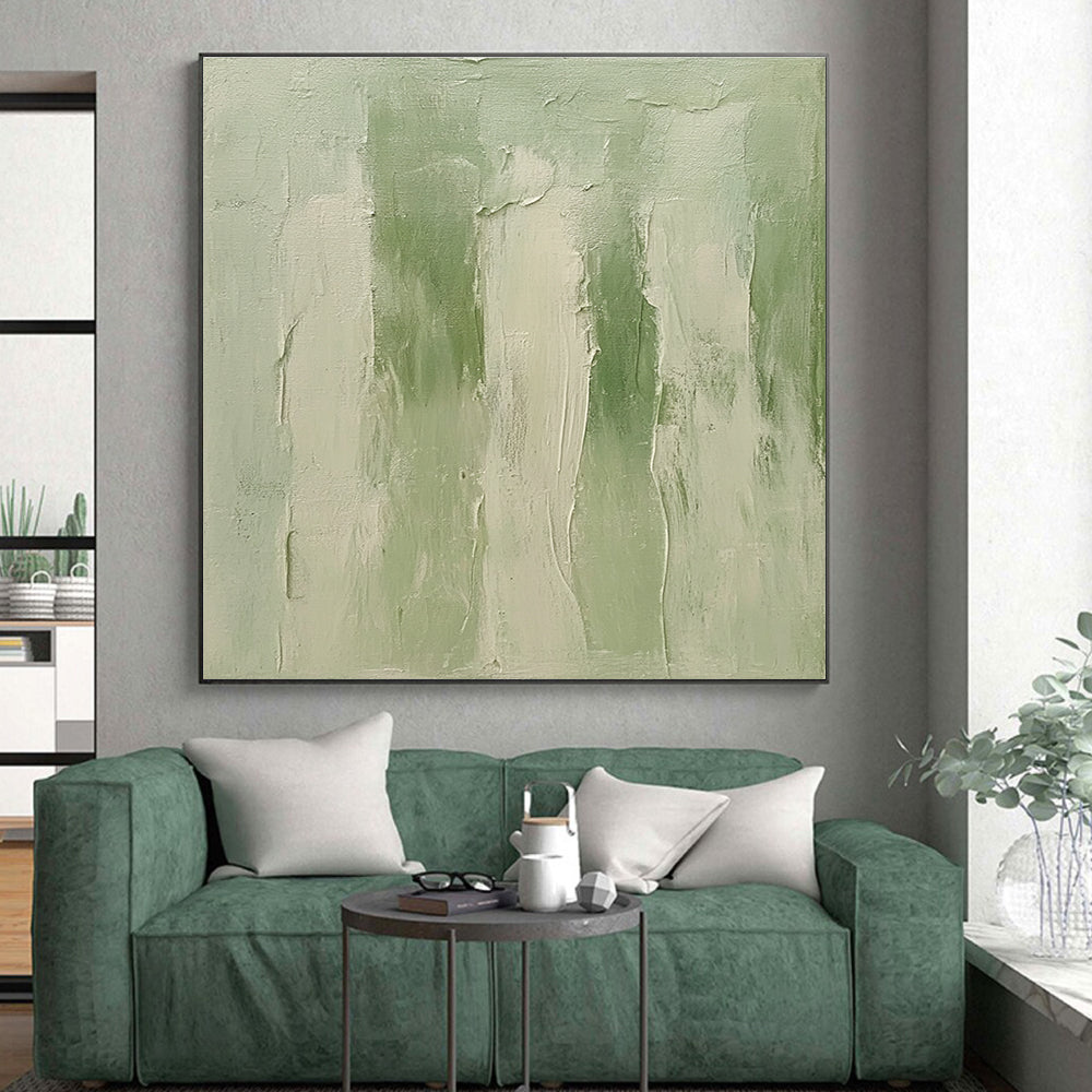 Soft Green Abstract Painting with Gentle Textures GER605