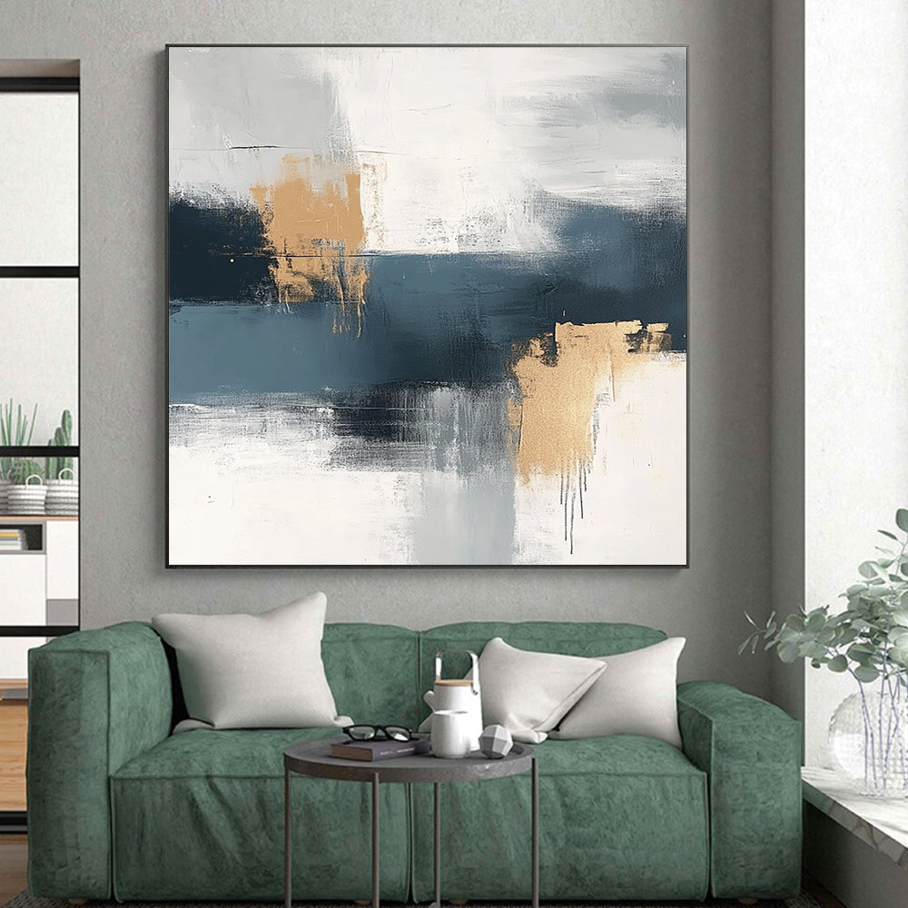 Gray Gold Abstract Painting with Subtle Textures GER722