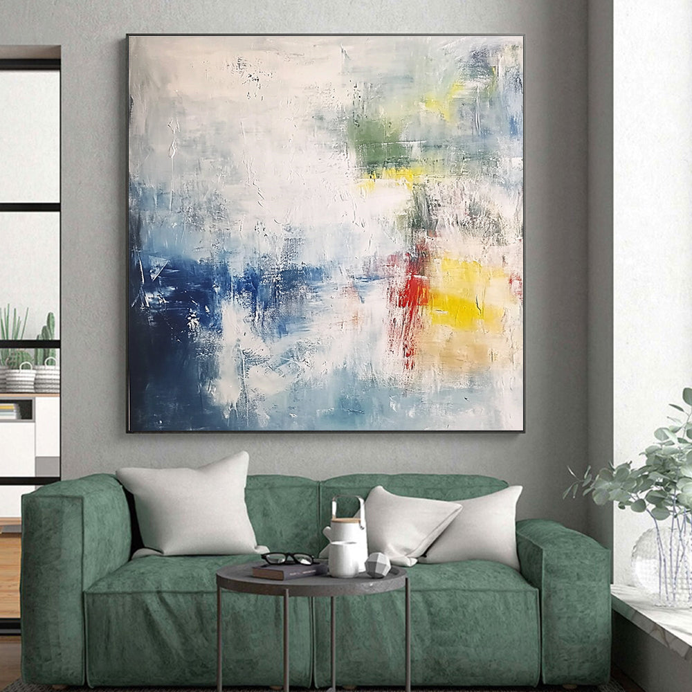 Blue Gray Colorful Abstract Painting with Subtle Textures GER810