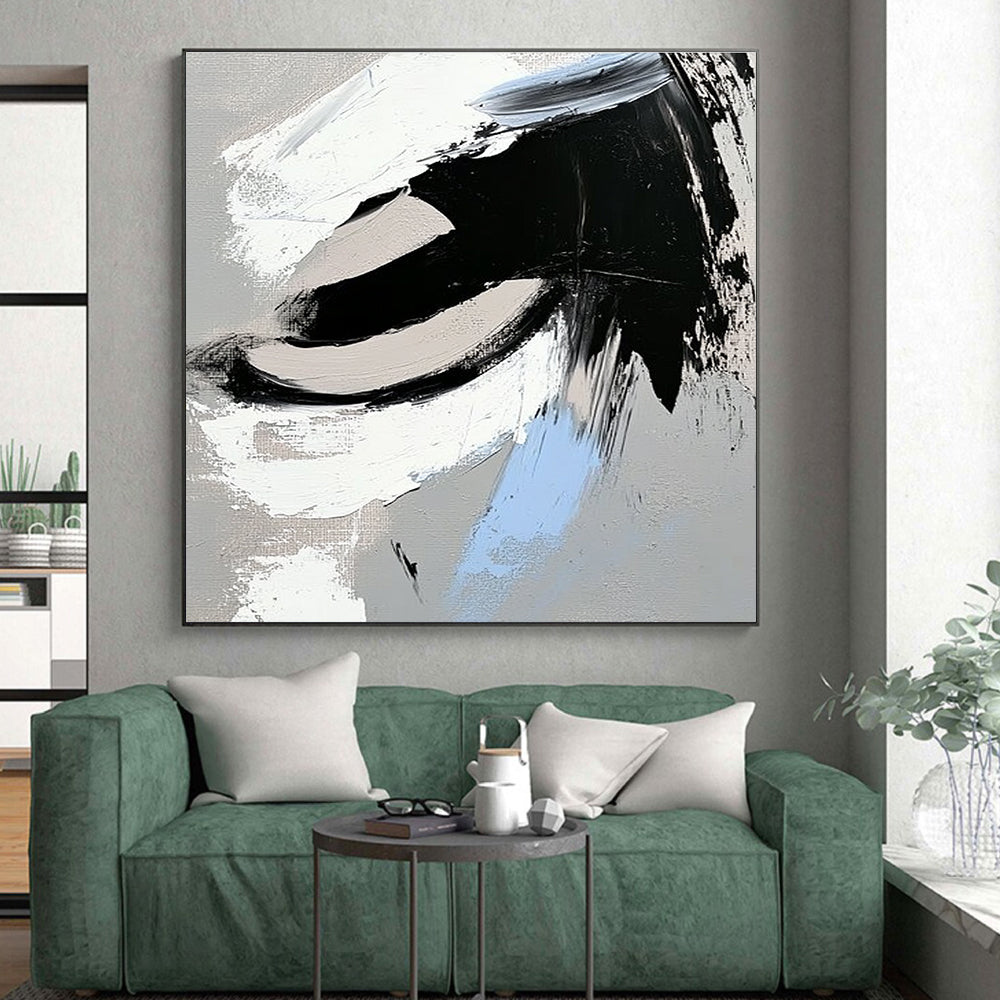 Blue Accent Abstract with Black White and Gray GER357