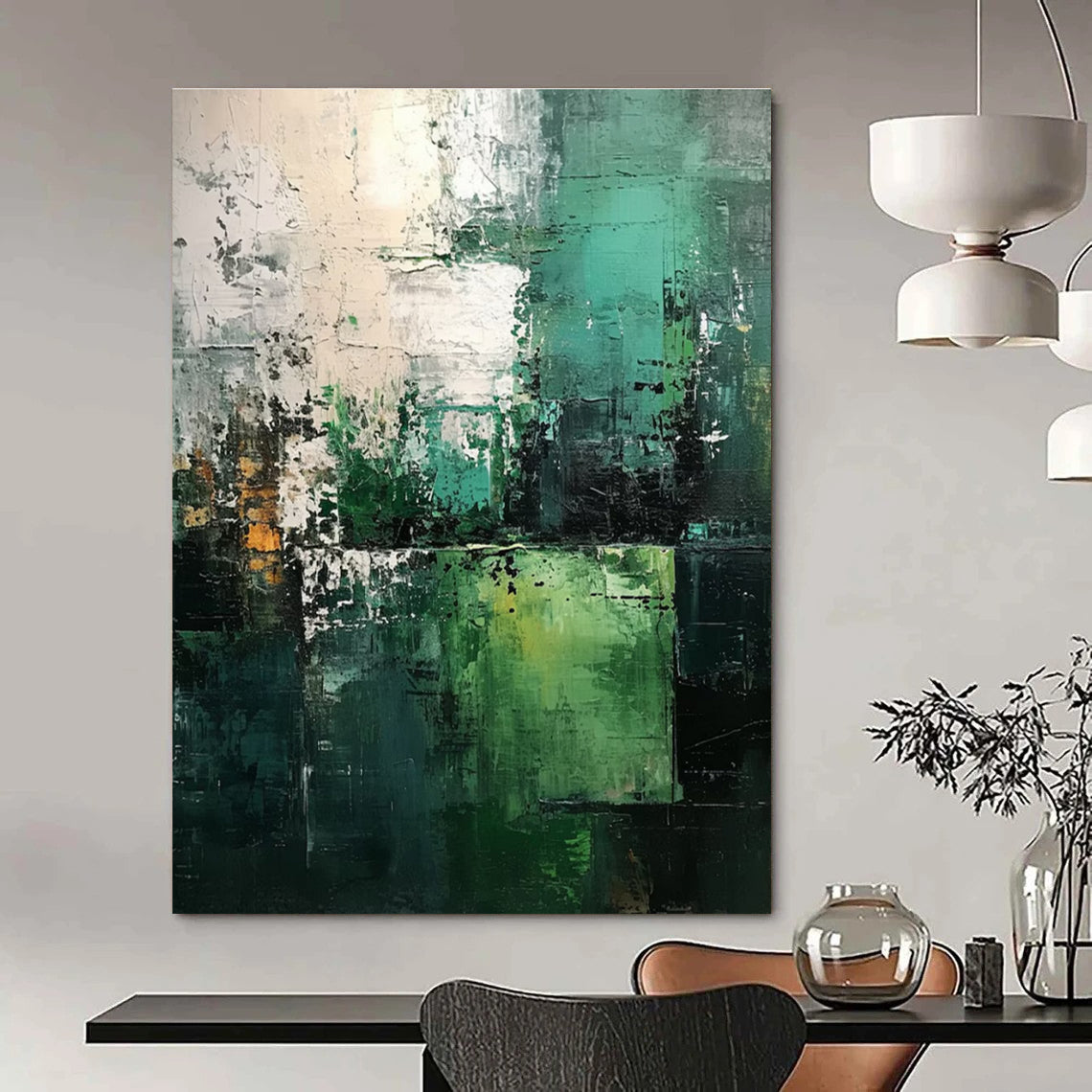 Green Blue White Abstract Painting ADGE031