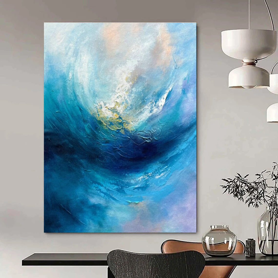 Customizable Handmade Abstract Canvas for Dining Room and Cottage Entryway DLZ1528