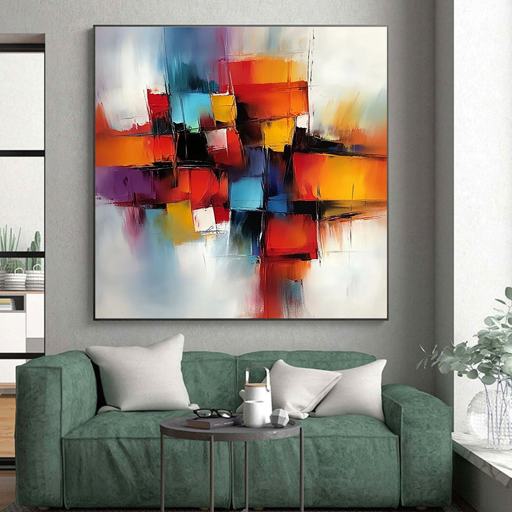 Colorful Block Abstract Painting with Vibrant Hues GER670