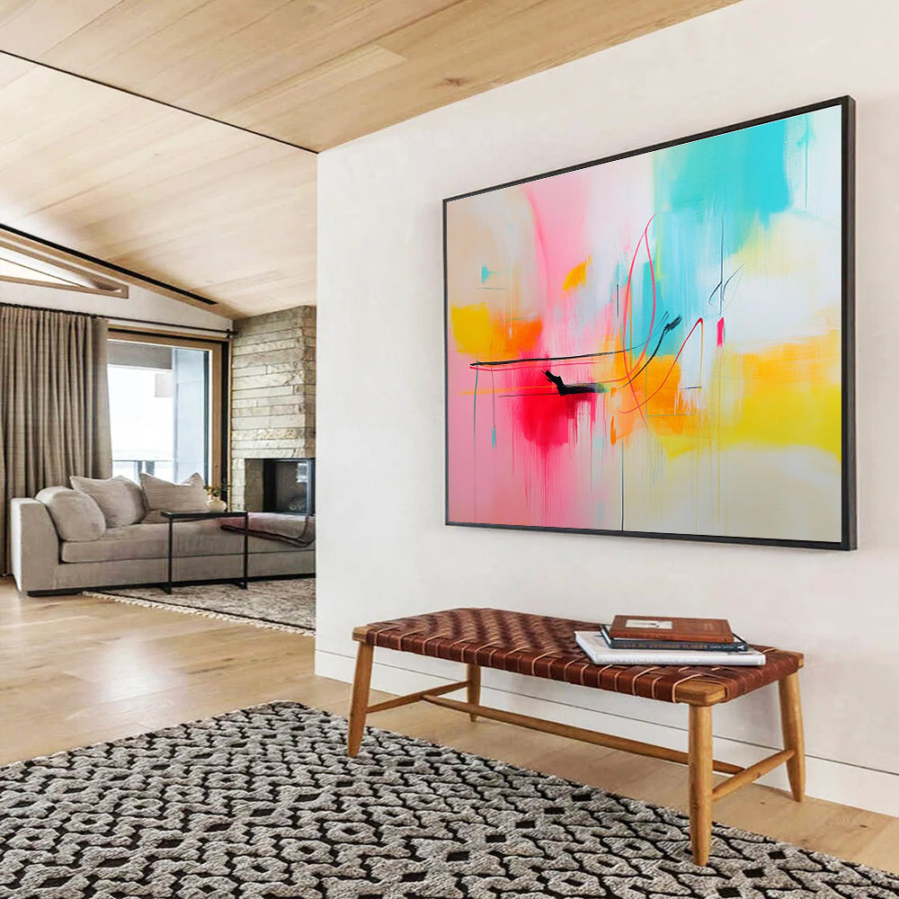 Colorful Pastel Abstract Painting with Delicate Lines DYP304