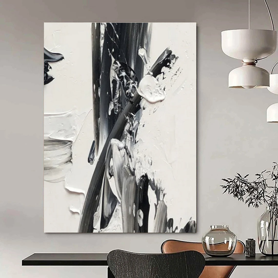 Dramatic Impasto Composition Abstract Painting with Intense Textures ADGE446
