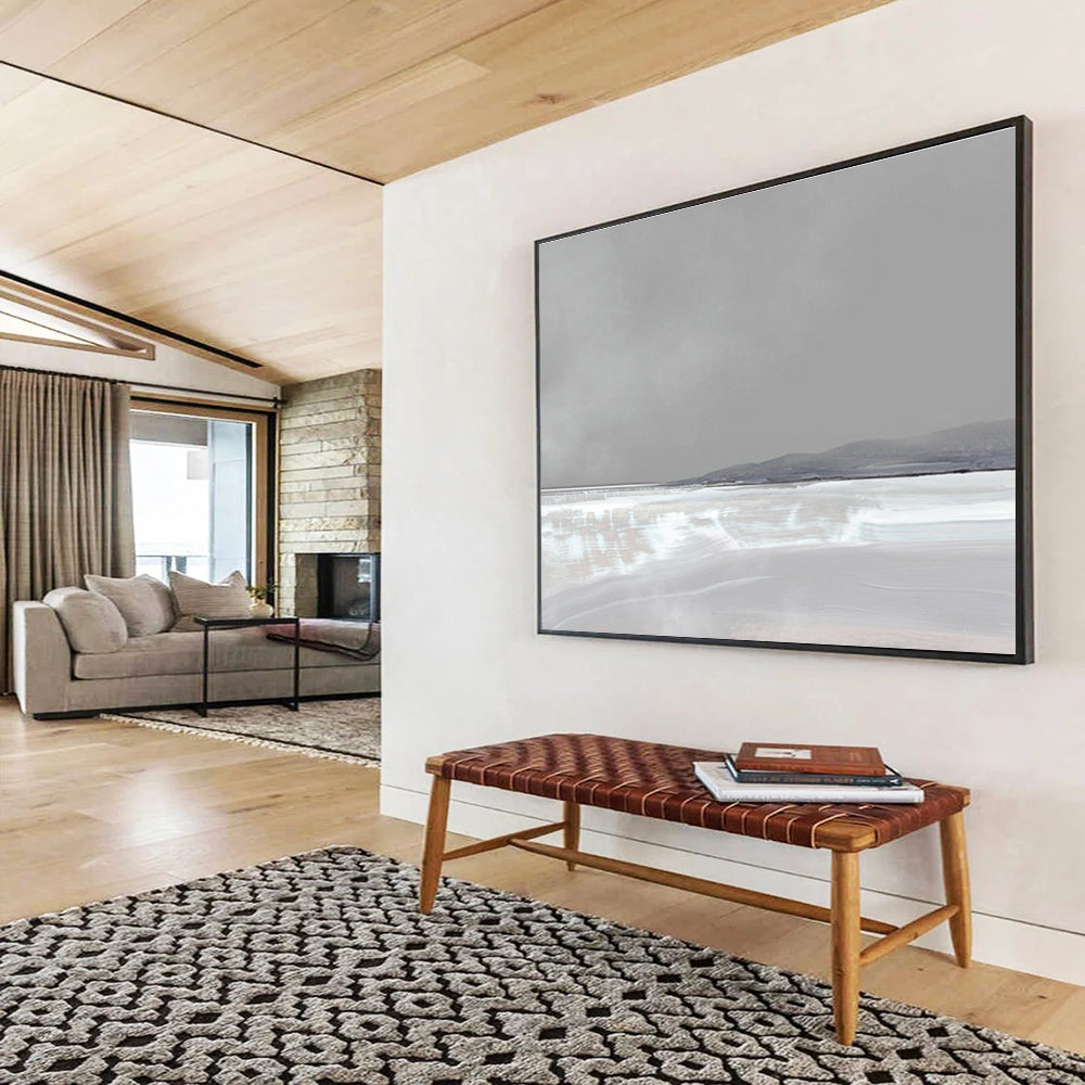 Pale Landscape Abstract Painting with Subtle Grey and White Tones THY137
