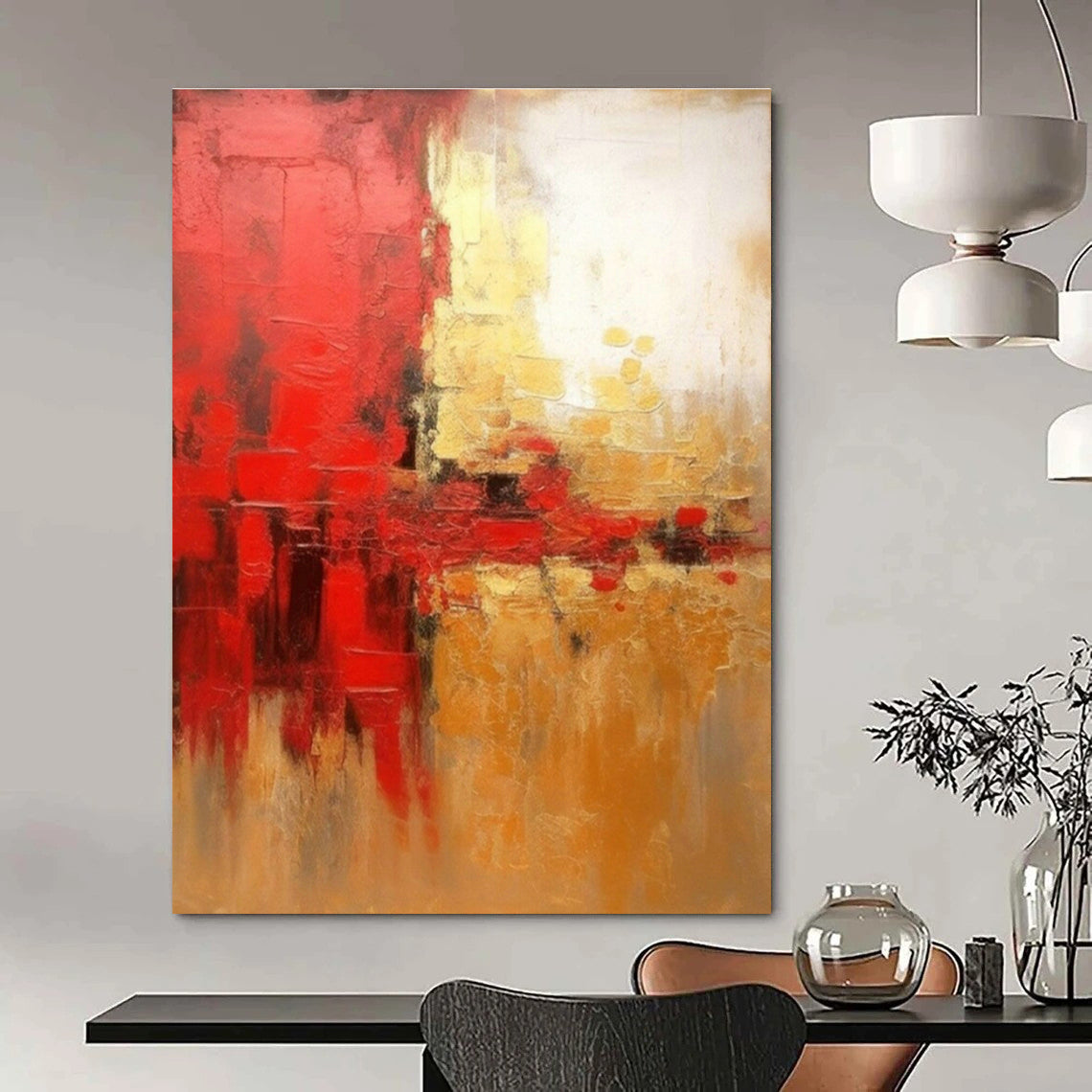 Oversized Custom Hand-Painted Abstract Art for Cottage Hallway Umbrella Stand Wall and Office Printer Station Wall DLZ1918