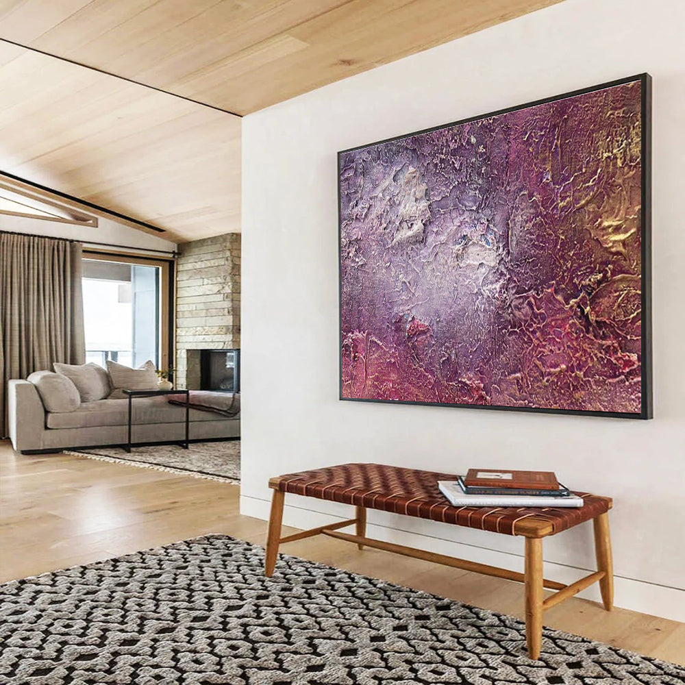 Purple Textured Abstract Painting with Rich, Layered Surfaces THY361