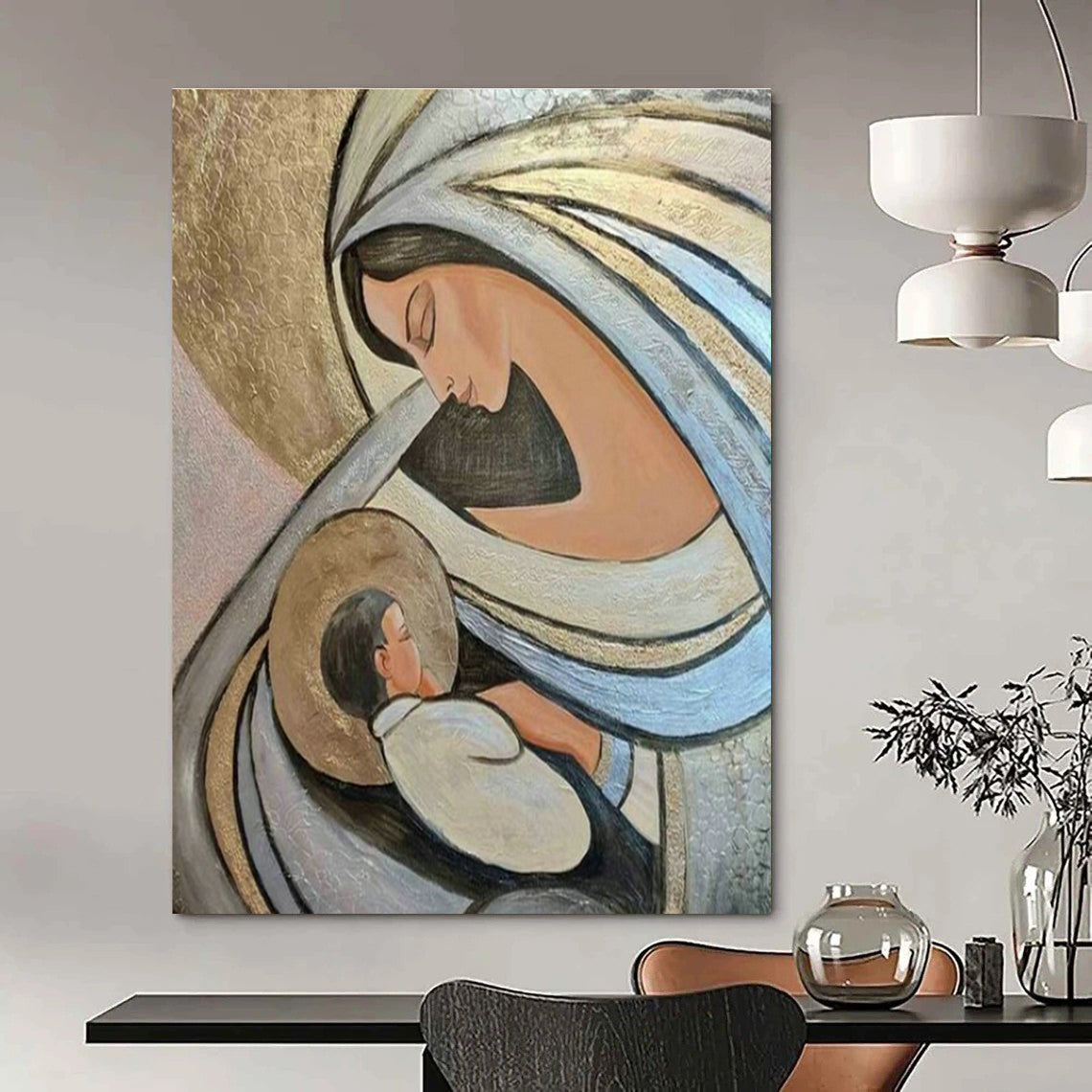 Monumental Custom-Enhanced Hand Painted Abstract Wall Decor for Cottage & Living Room DLZ2110