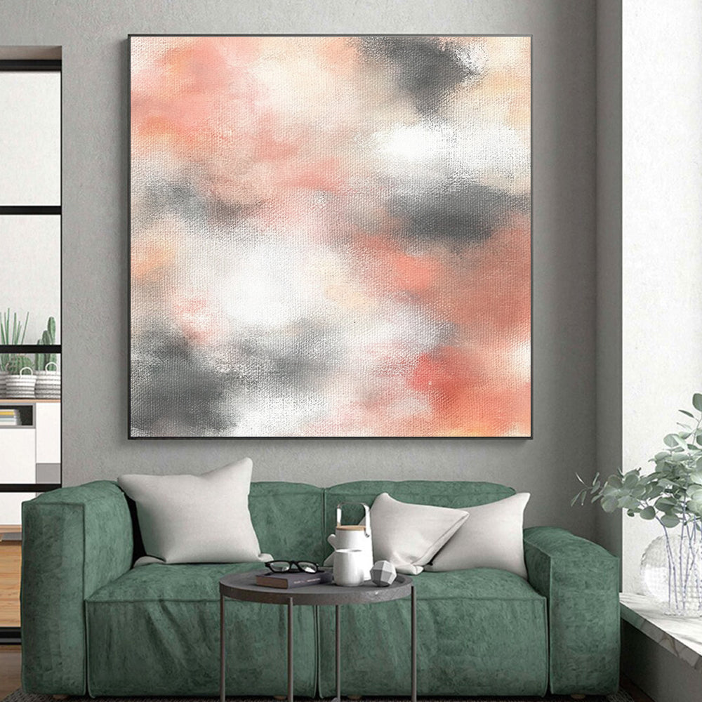 Soft Coral and Gray Blends Abstract Painting GER872