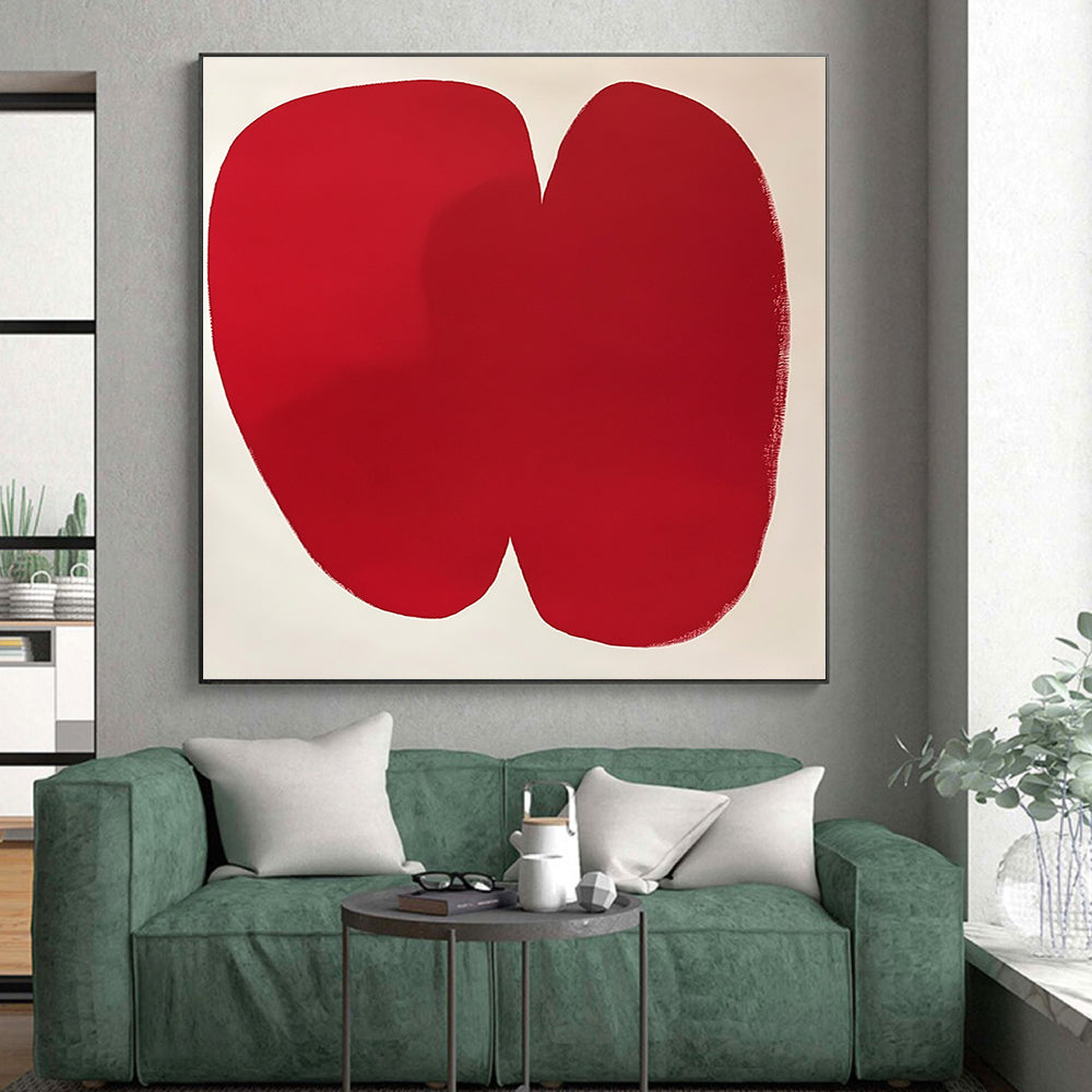 Bold Red Minimalist Abstract Painting with Simple Form GER262