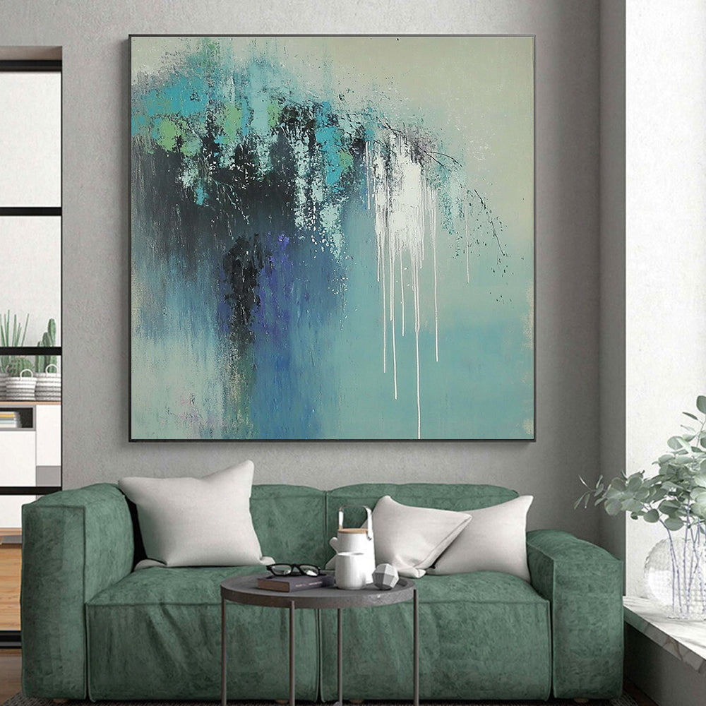 Colorful Dripping Abstract with Blue and Green Tones GER237