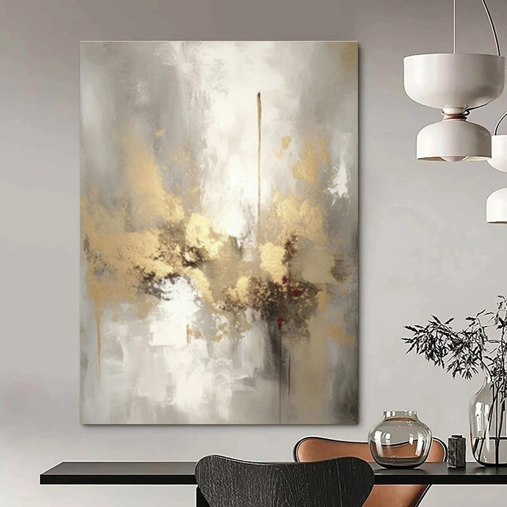Oversized Abstract Hand - Painted Murals for Office Reception Area Feature Columns & Bedroom Alcove Built - in Shelves DLZ0860