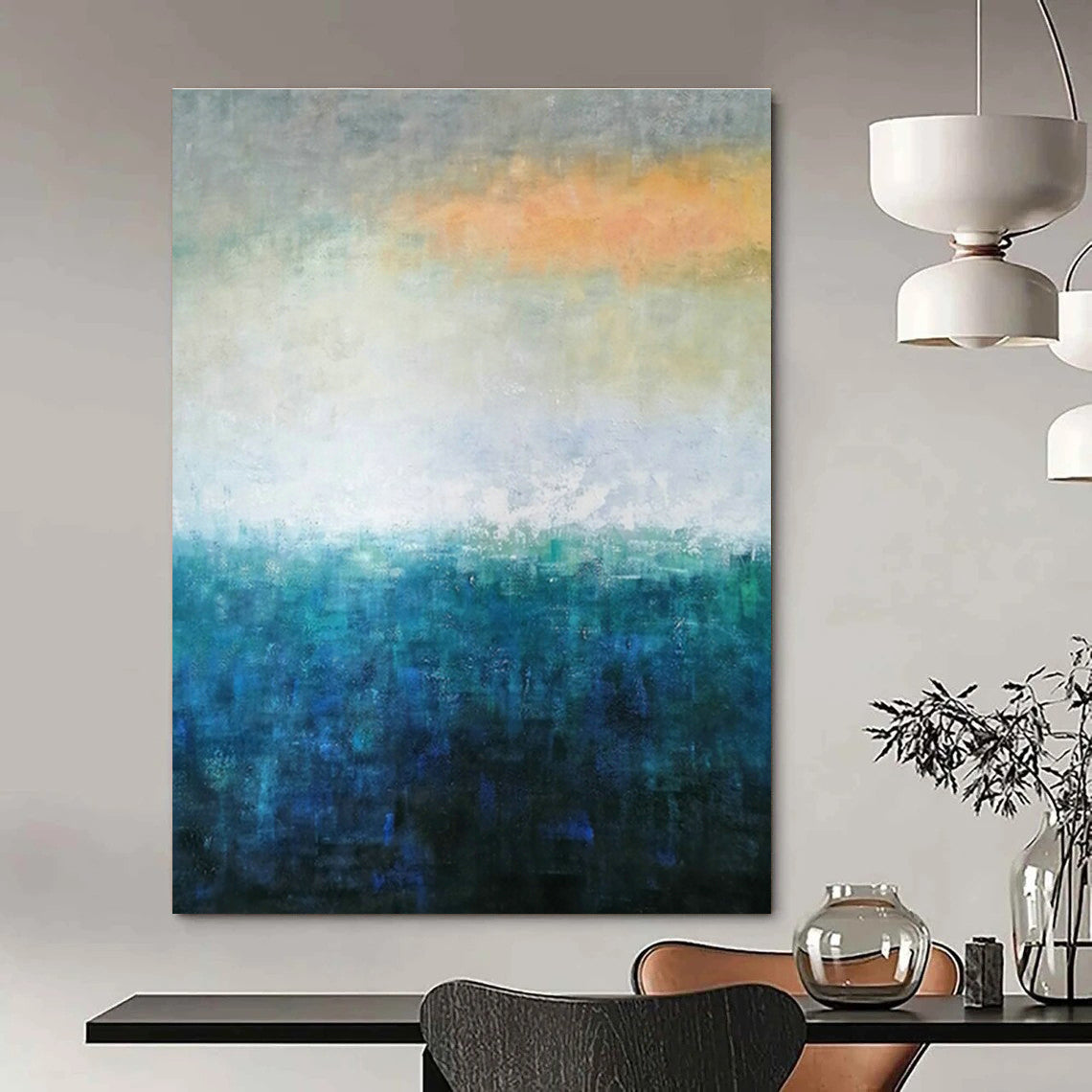 Large - Format Custom Hand - Painted Abstract Art for Office & Dining Room DLZ0564