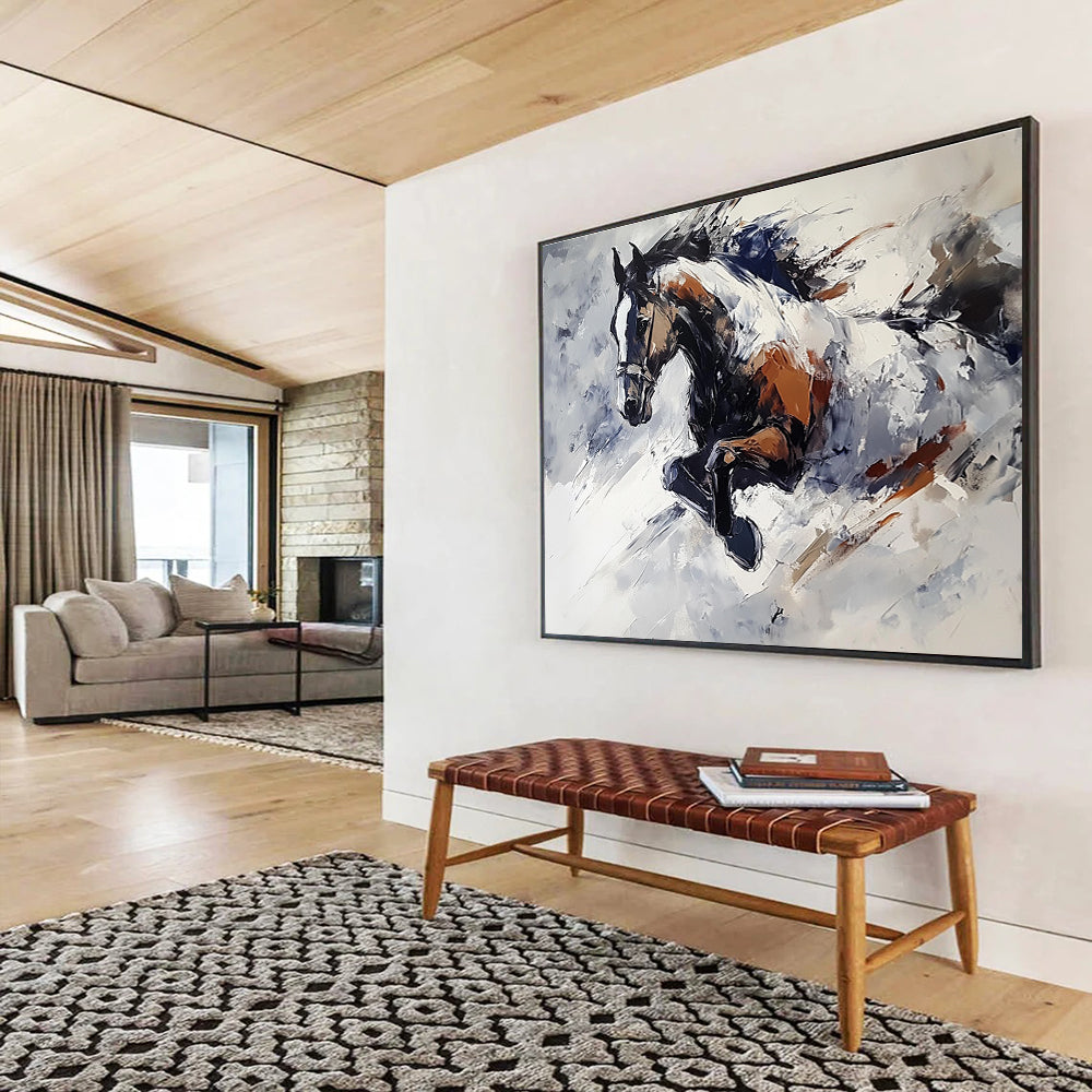 Galloping Horse Abstract Painting with Dynamic Brushstrokes DYP595