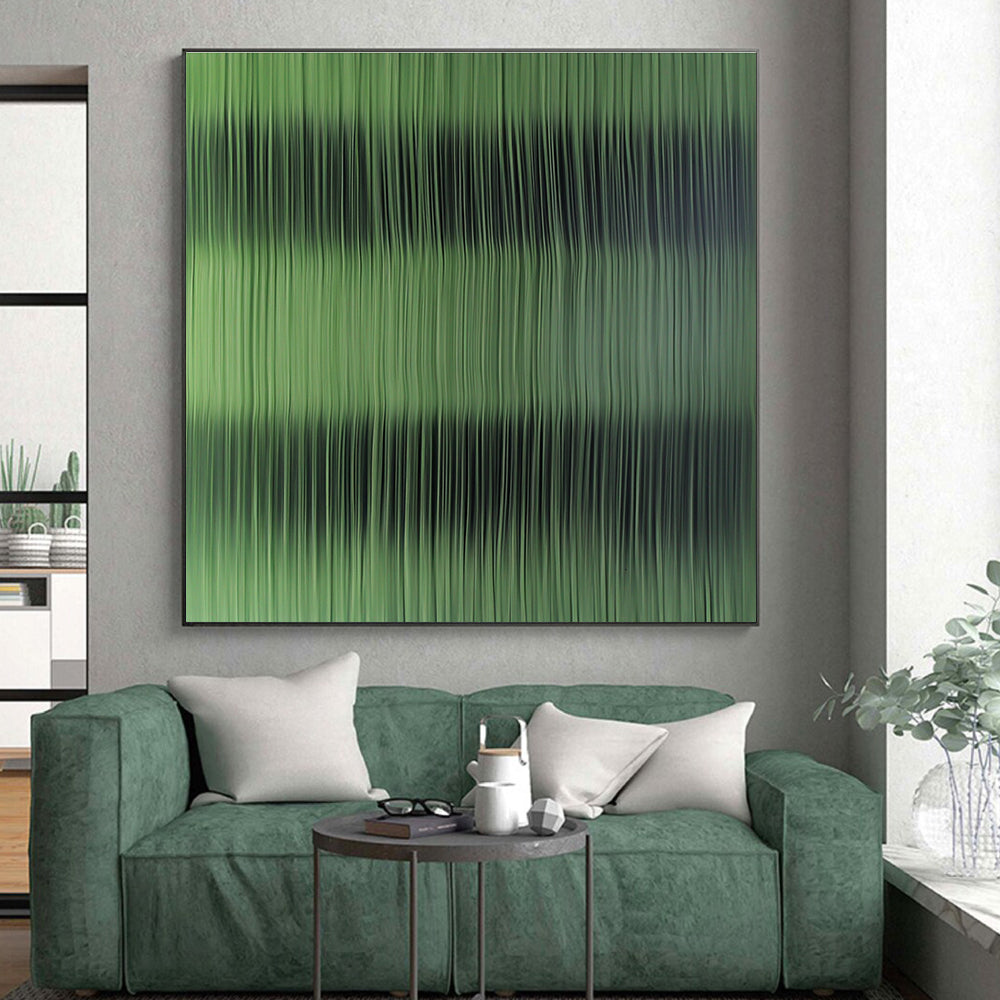 Green Vertical Stripes Abstract Painting GER842