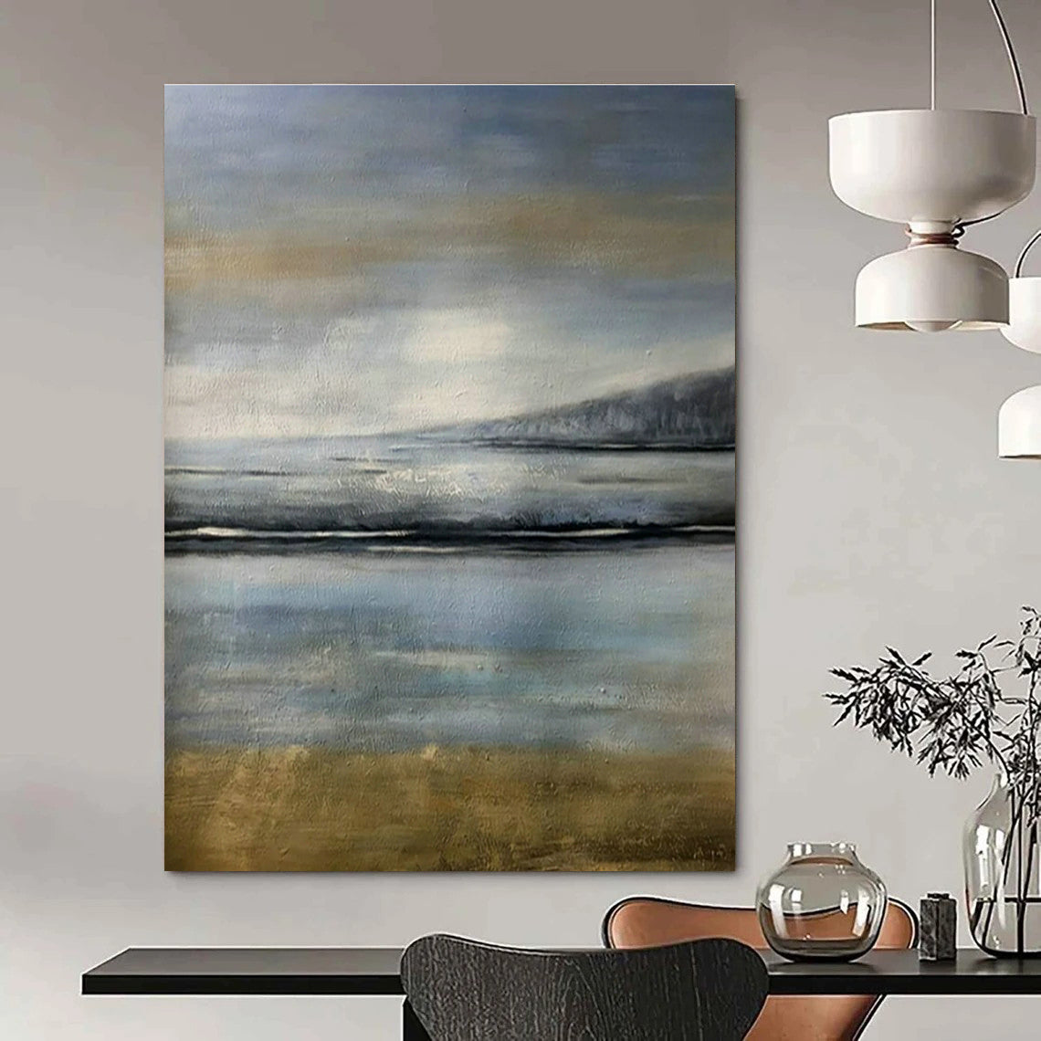 Original Hand-Painted Abstract Painting for Living Room Wall Clock Surround Wall & Bedroom Bedside Lamp Table Wall DLZ1800