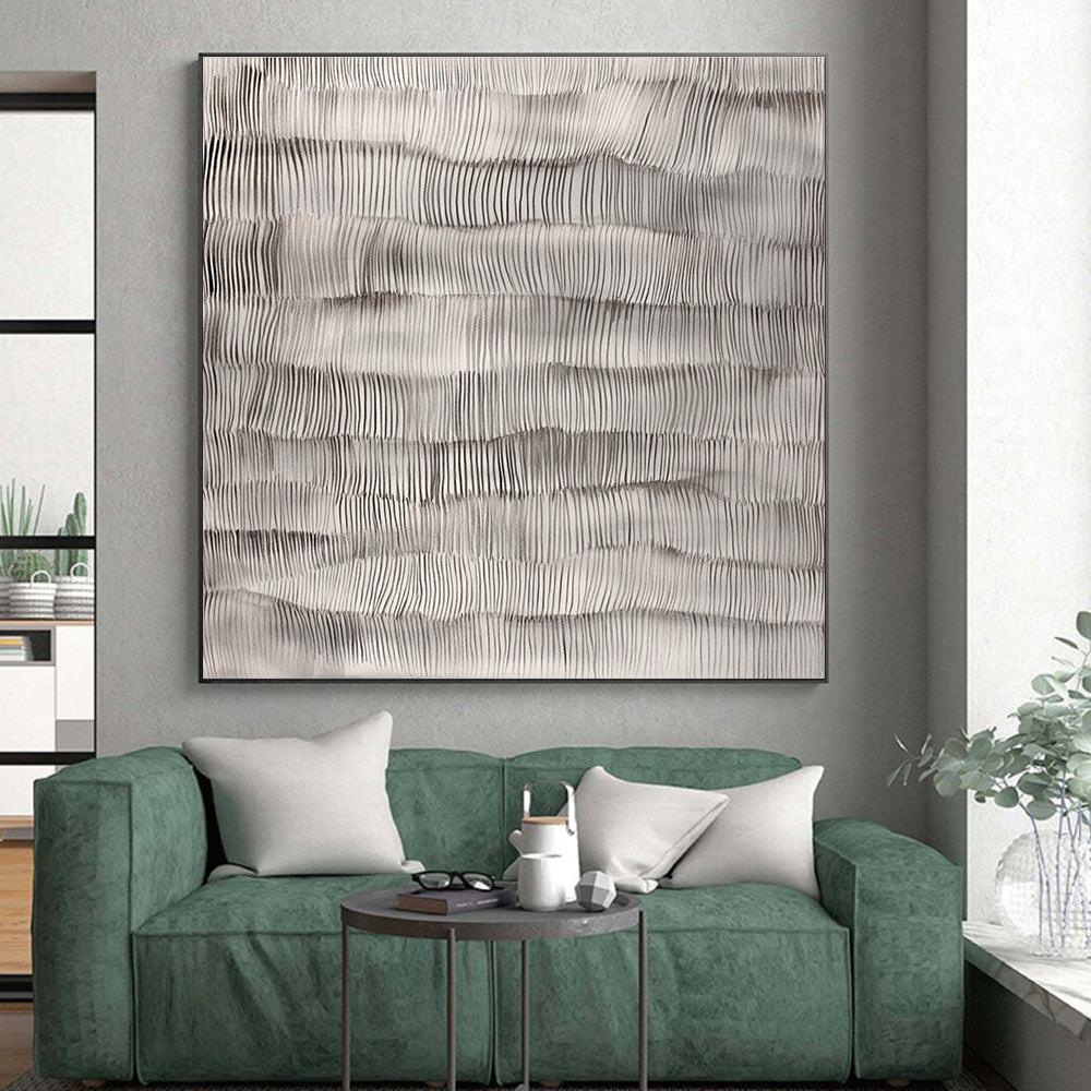 Gray Wavy Line Textures Abstract Painting GER869