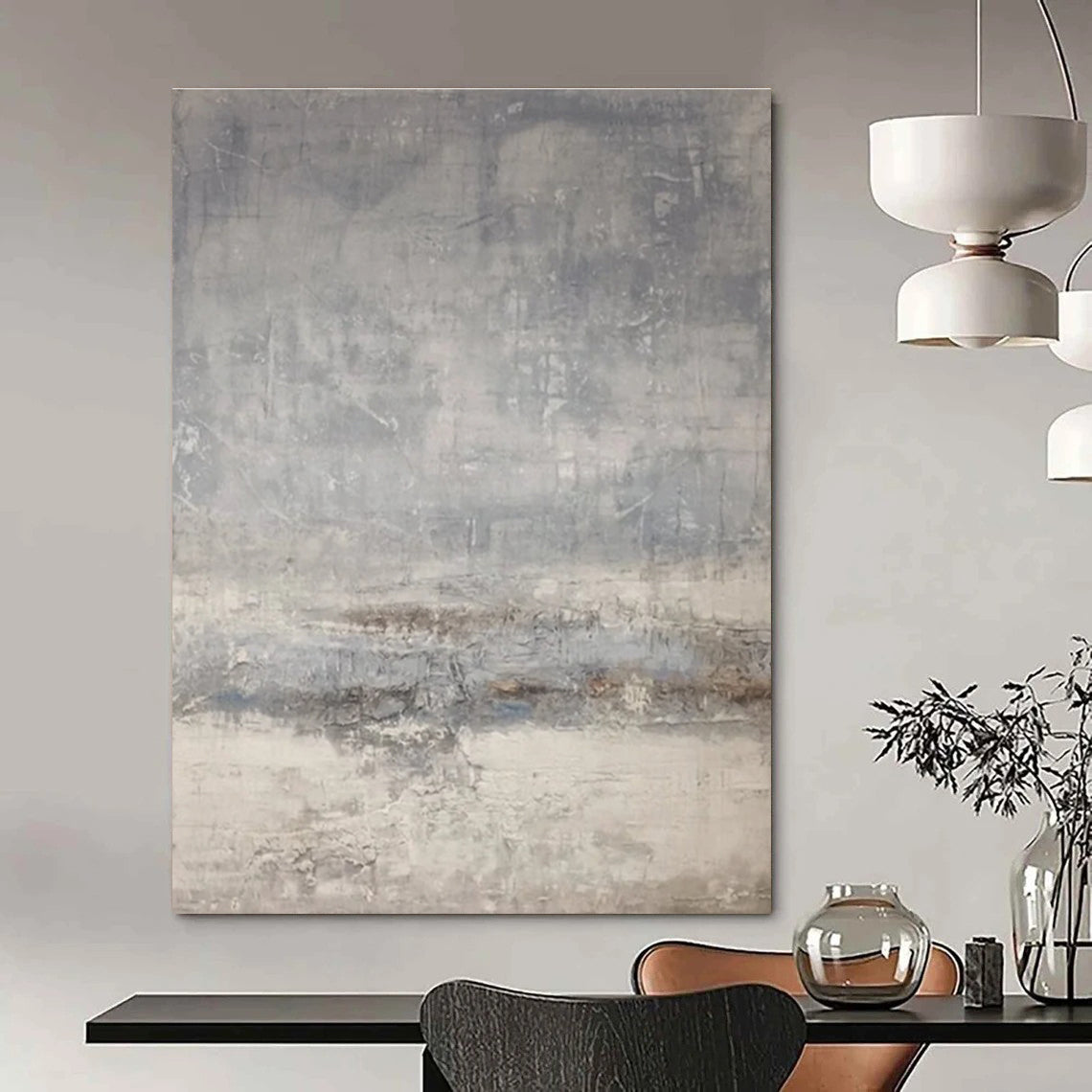 Gray - layered Abstract Painting for Calm Spaces ADGE058