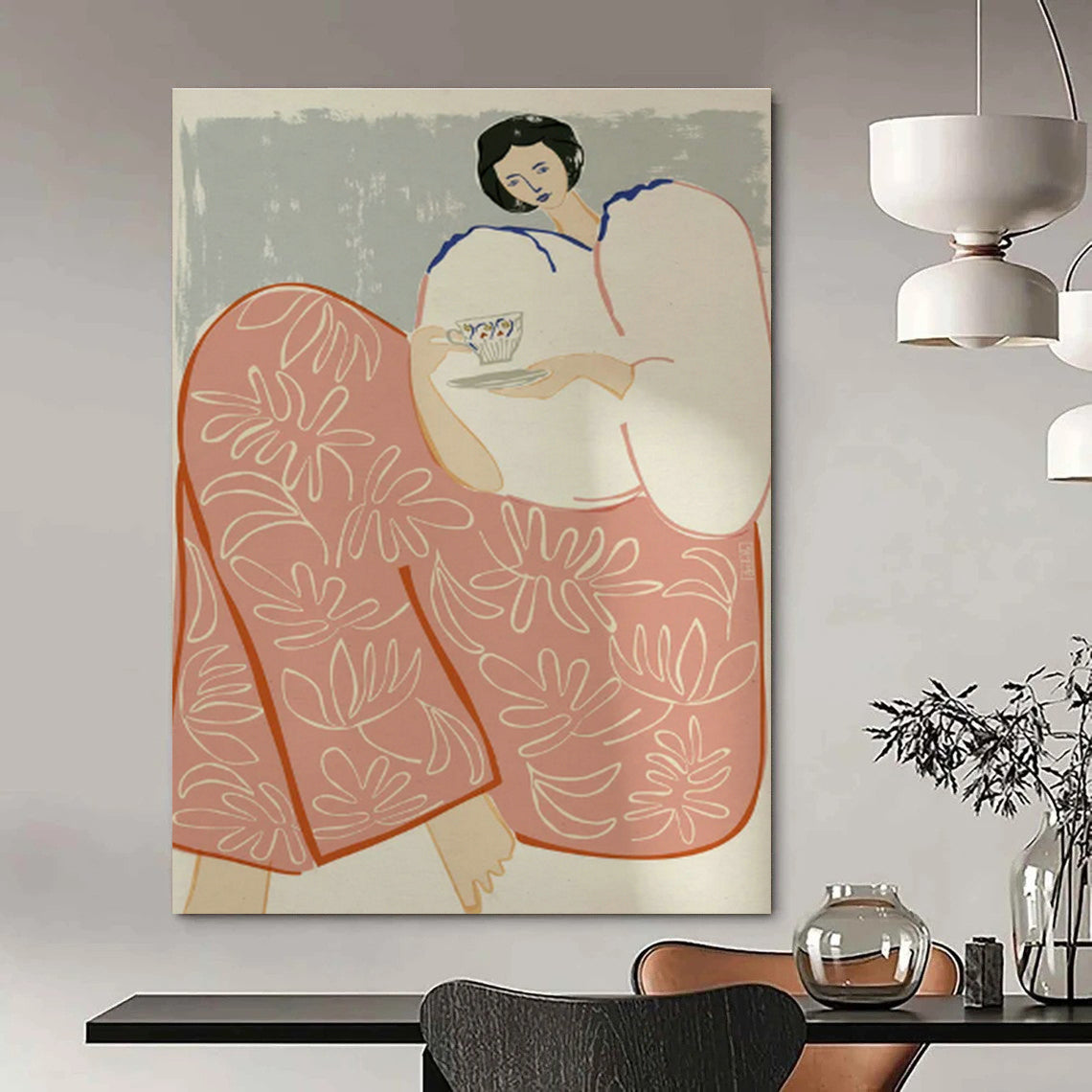 Giant Tailored Abstract Canvas for Cottage Entryway & Dining Room DLZ1154