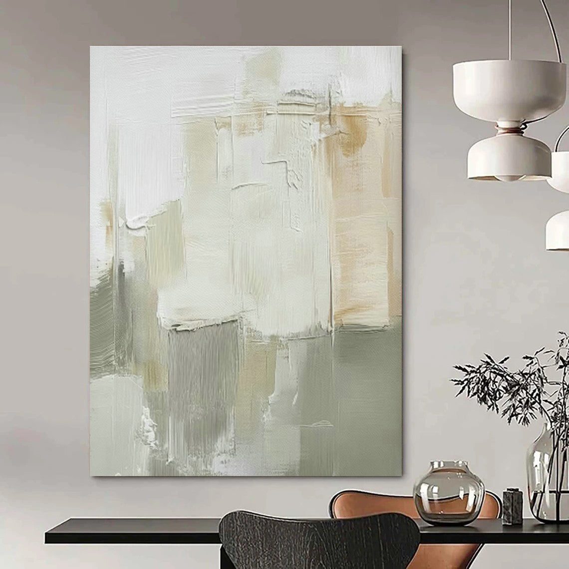 Grand - Scale Custom Abstract Paintings for Living Room Fireplace Mantel Shelves & Office Reception Seating DLZ0713