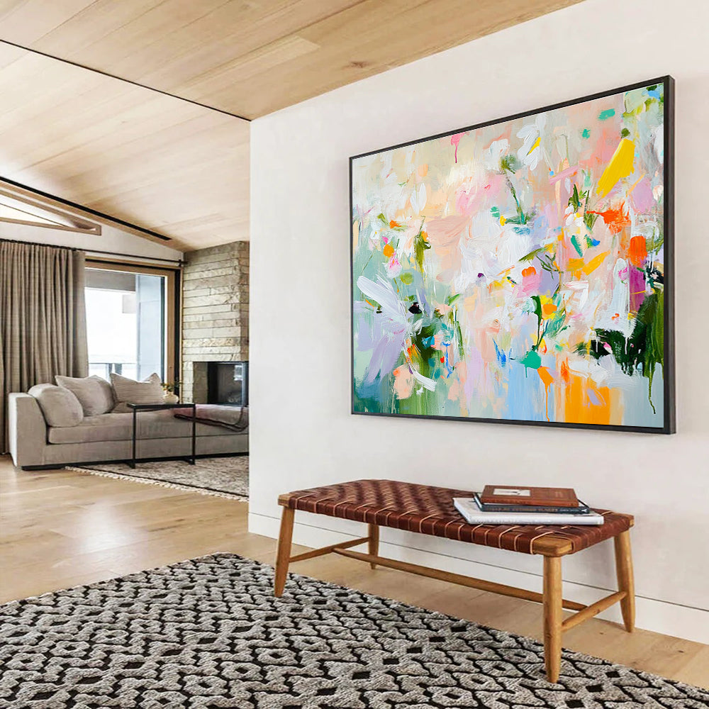 Vibrant Abstract Floral Painting with Bright Colors DYP542