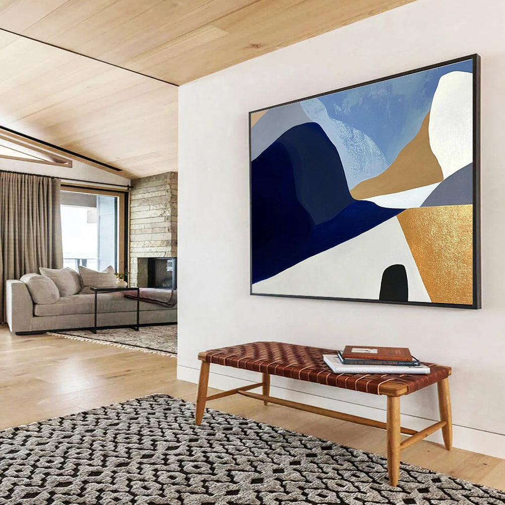 Blue Gray Gold - Modern Landscape Abstract Painting DYP036