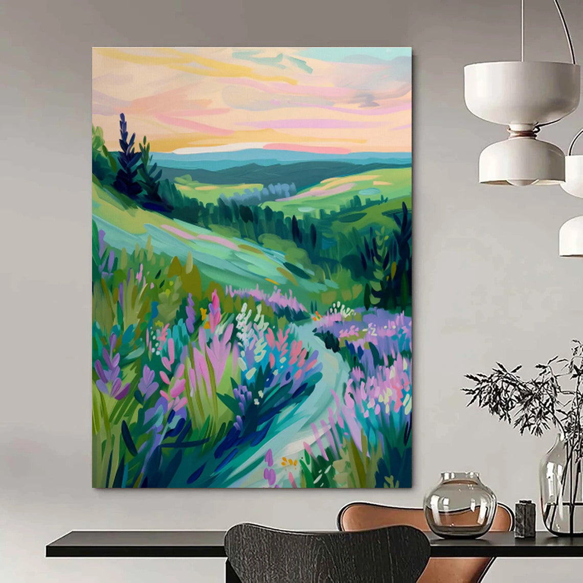 Large - Scale Abstract Hand - Painted Murals for Entryway and Dining Room DLZ0655