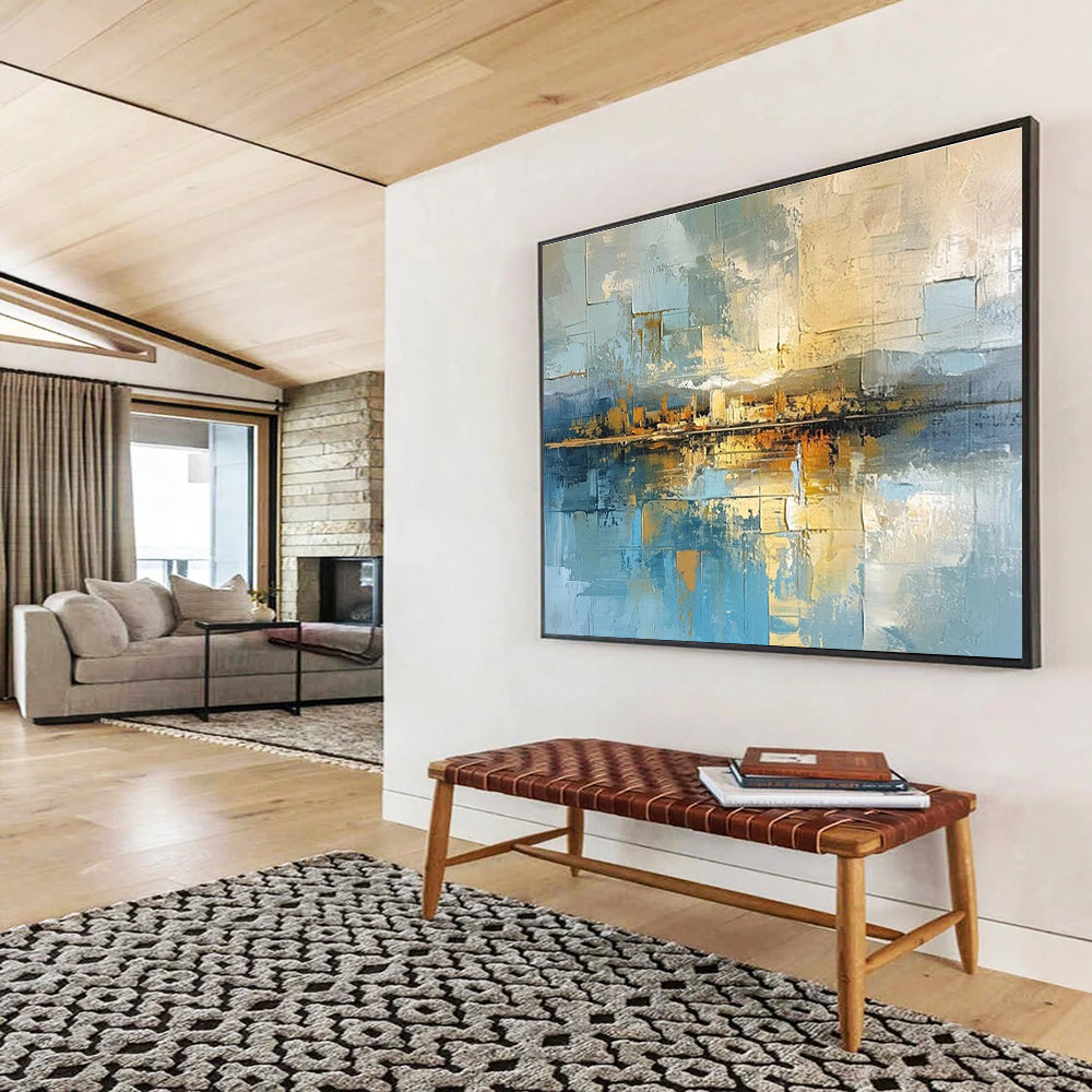 Blue Toned Cityscape Abstract Painting THY049