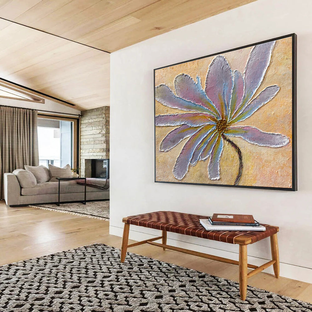 Pastel Flower Abstract Painting with Textured Petals THY346
