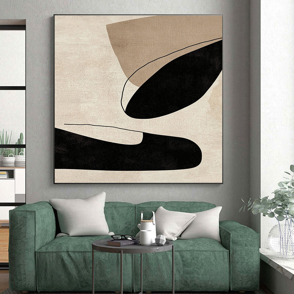 Minimalist Shape Abstract with Black and Beige GER314