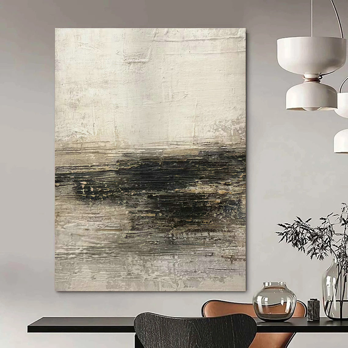 Oversized Custom Hand-Painted Abstract Canvas for Cottage Living Room Firewood Storage Nook and Office Supply Cabinet Wall DLZ1883