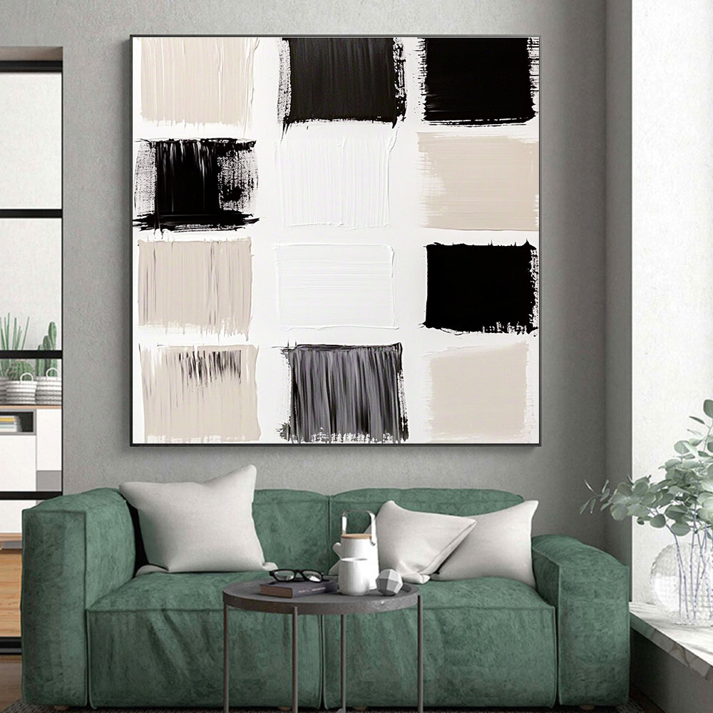 Minimalist Monochrome Abstract Painting with Clean Swatches GER112