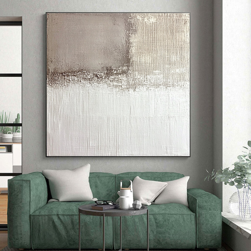 Beige and White Abstract Painting with Subtle Textures GER574