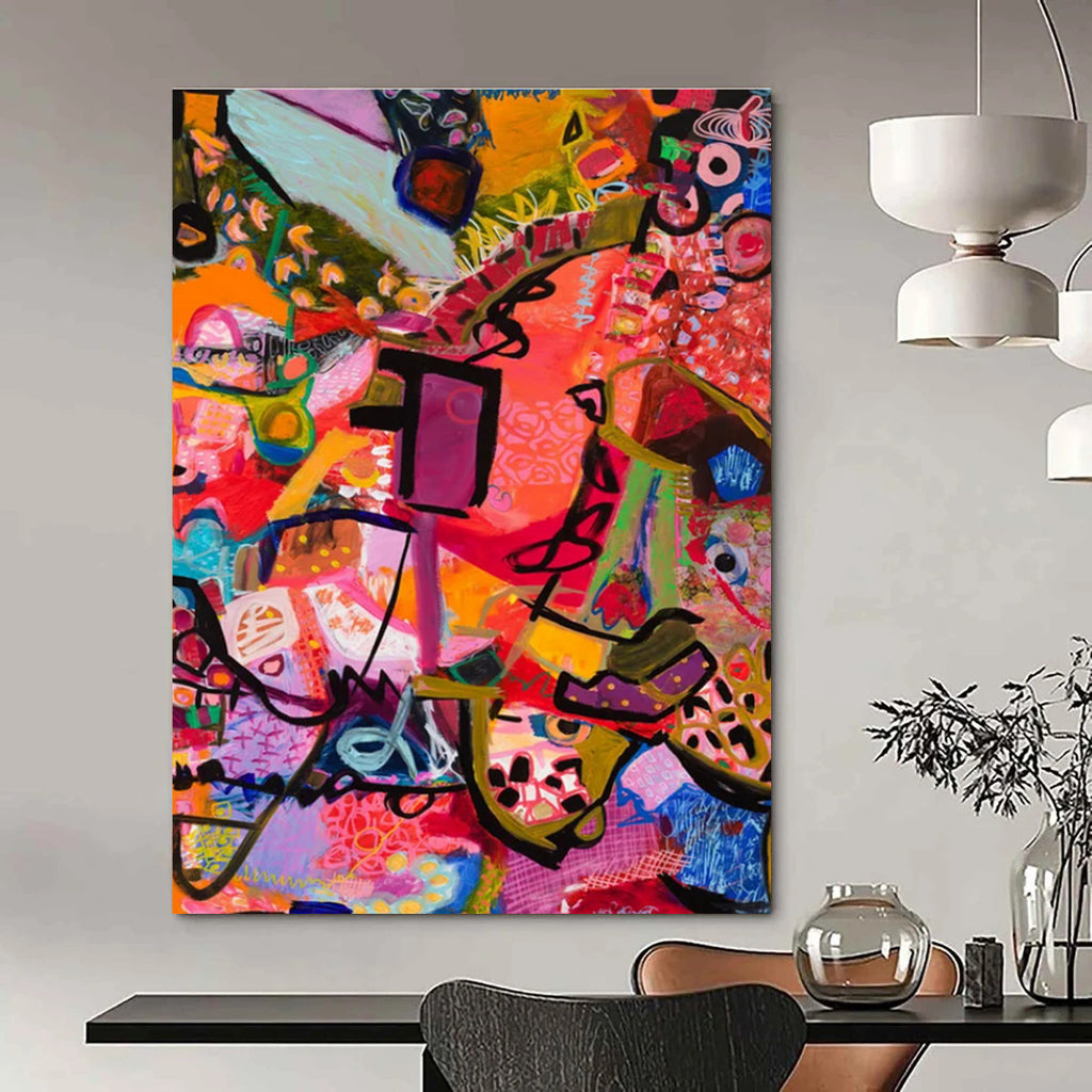 Repeat Vivid Colorful Abstract Painting with Pink and Purple ADGE295