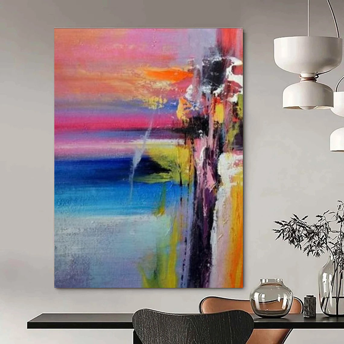 Colorful Abstract Landscape Painting with a Dreamy Vibe ADGE419