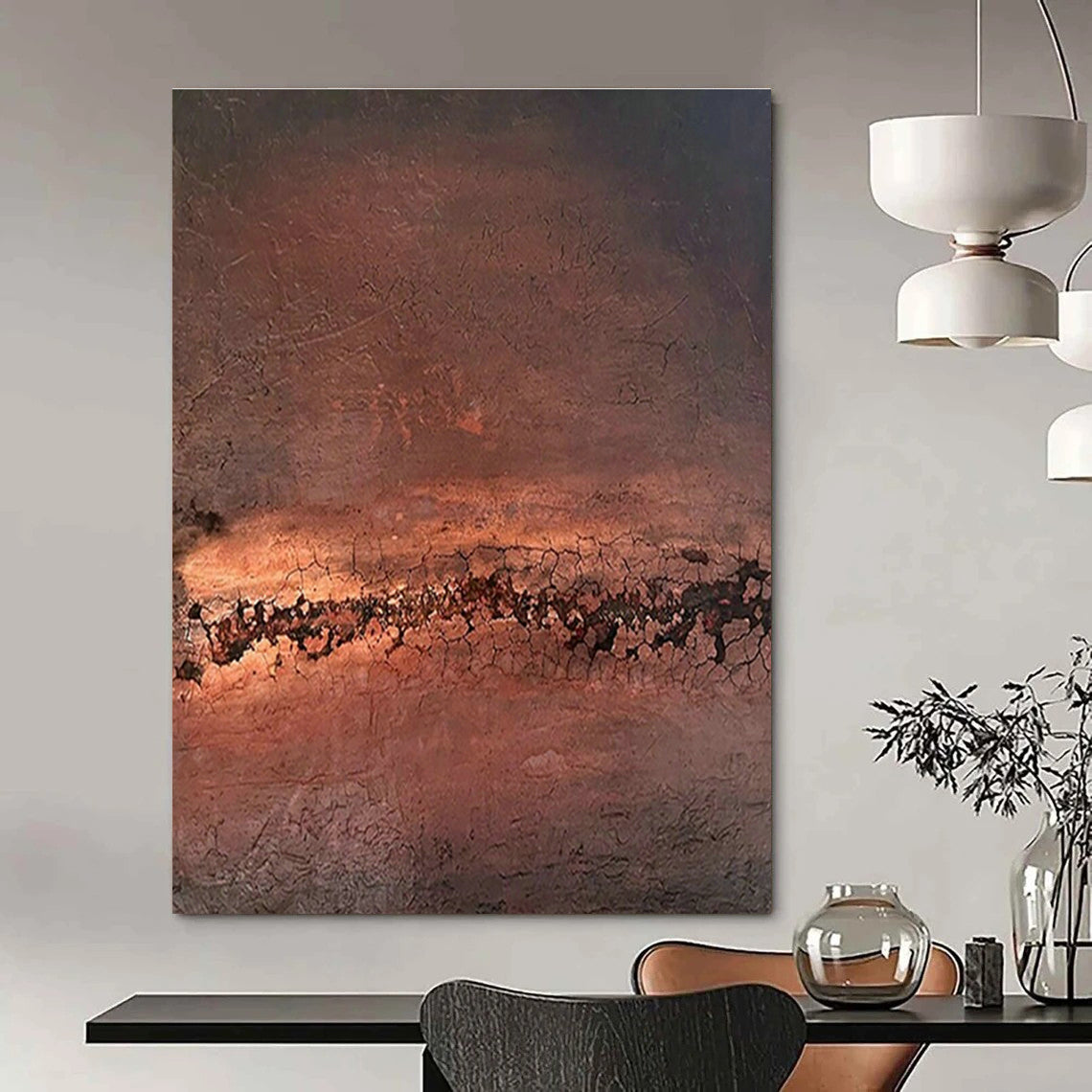 Extra-large Custom Hand-Painted Abstract Canvas for Dining Room Herb Garden Wall and Entryway Plant Stand Area DLZ1850