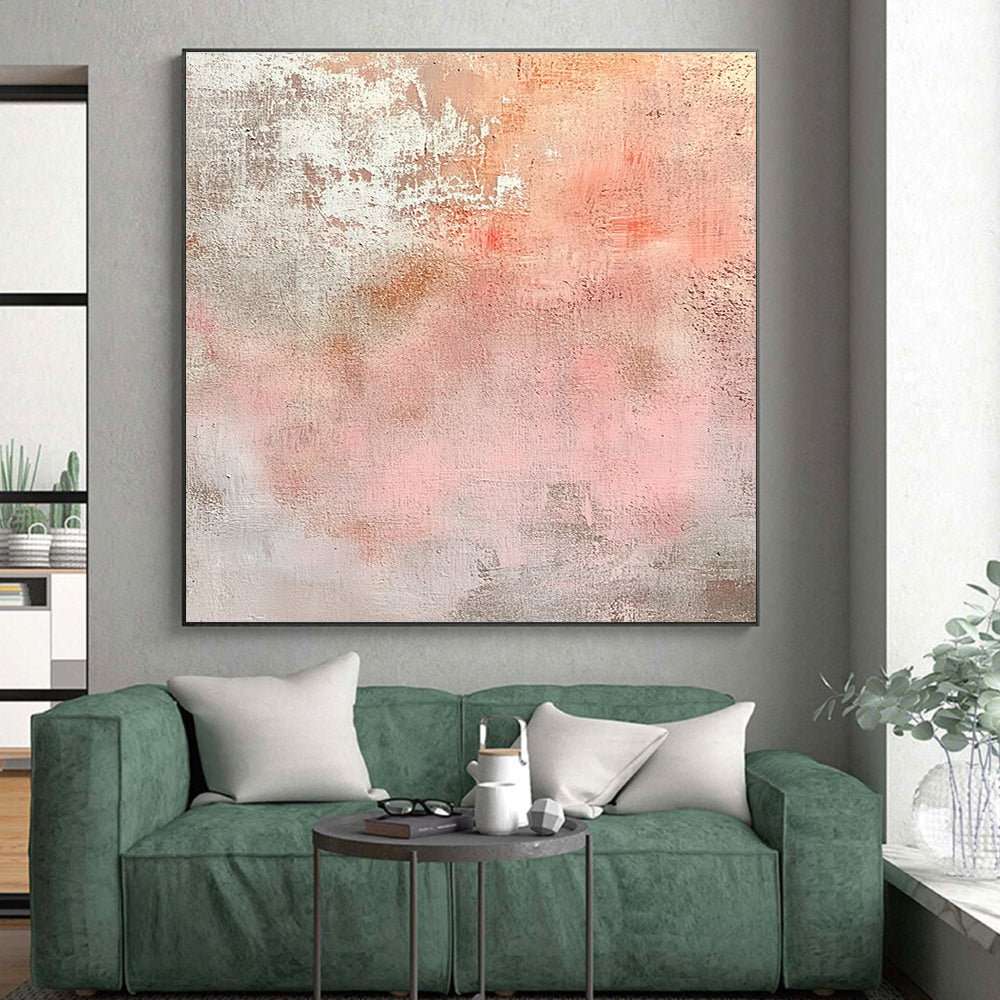 Soft Pink and Gray Textured Abstract Painting GER280