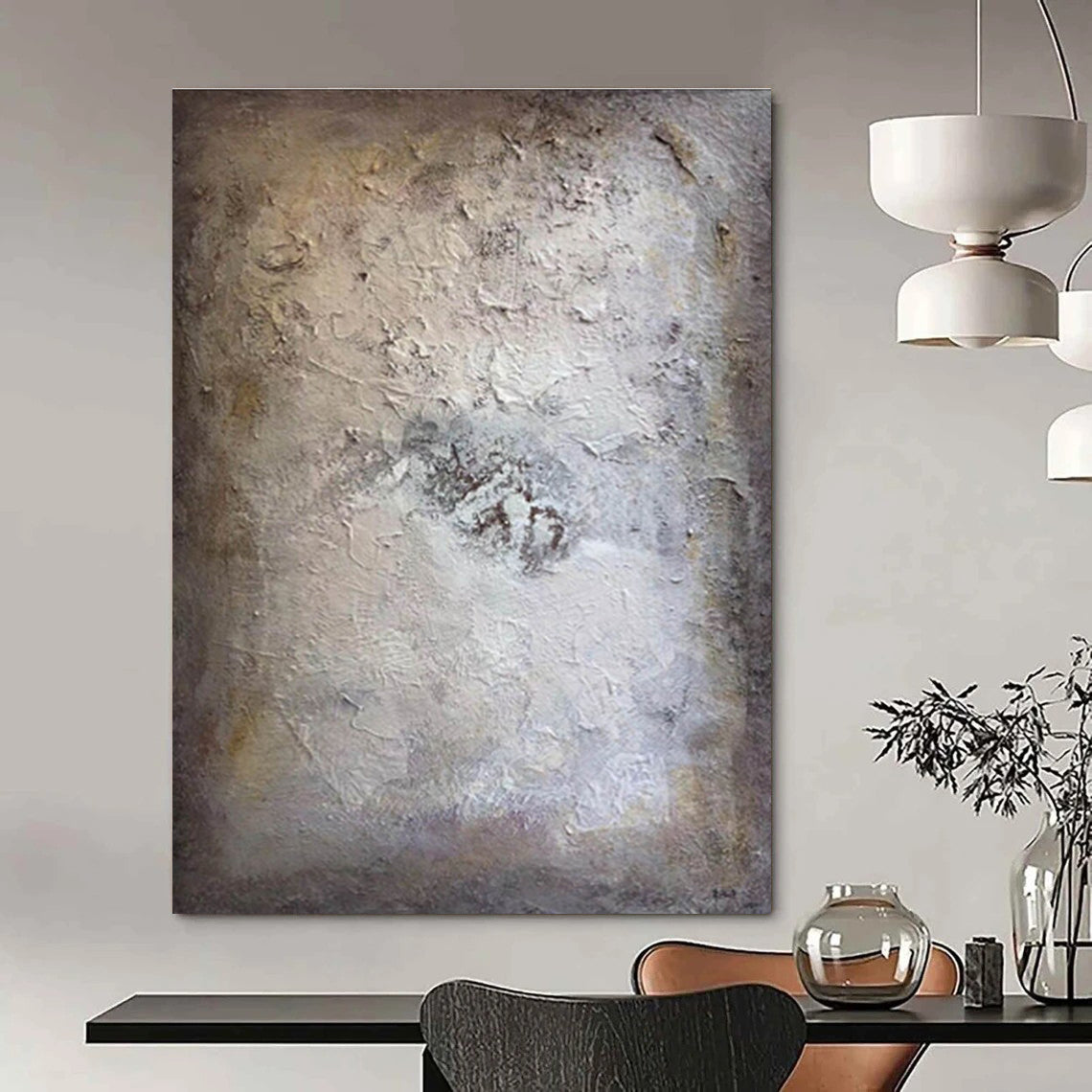 Beige Textured Abstract Painting ADGE258
