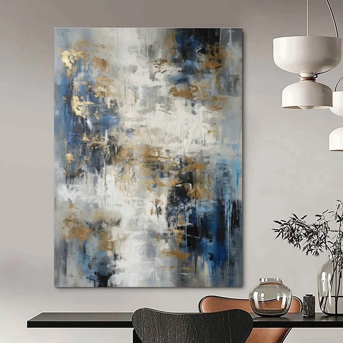 Custom - Designed Hand - Painted Abstract Canvases for Bedroom Canopy Bed Curtains & Office Room Divider Curtains DLZ0853