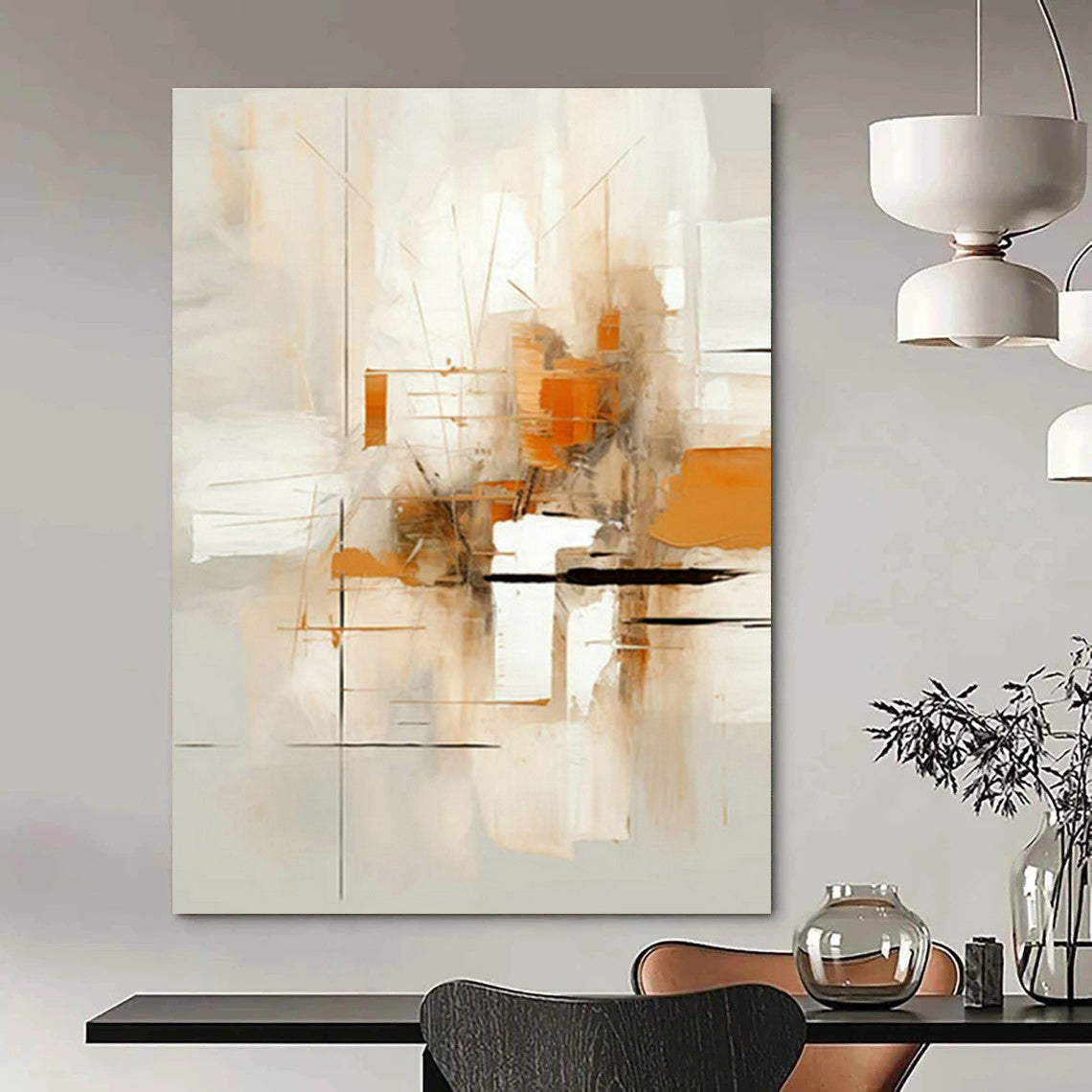 Original Handmade Abstract Painting for Dining Room Herb Garden Wall and Entryway Plant Stand Area DLZ1705
