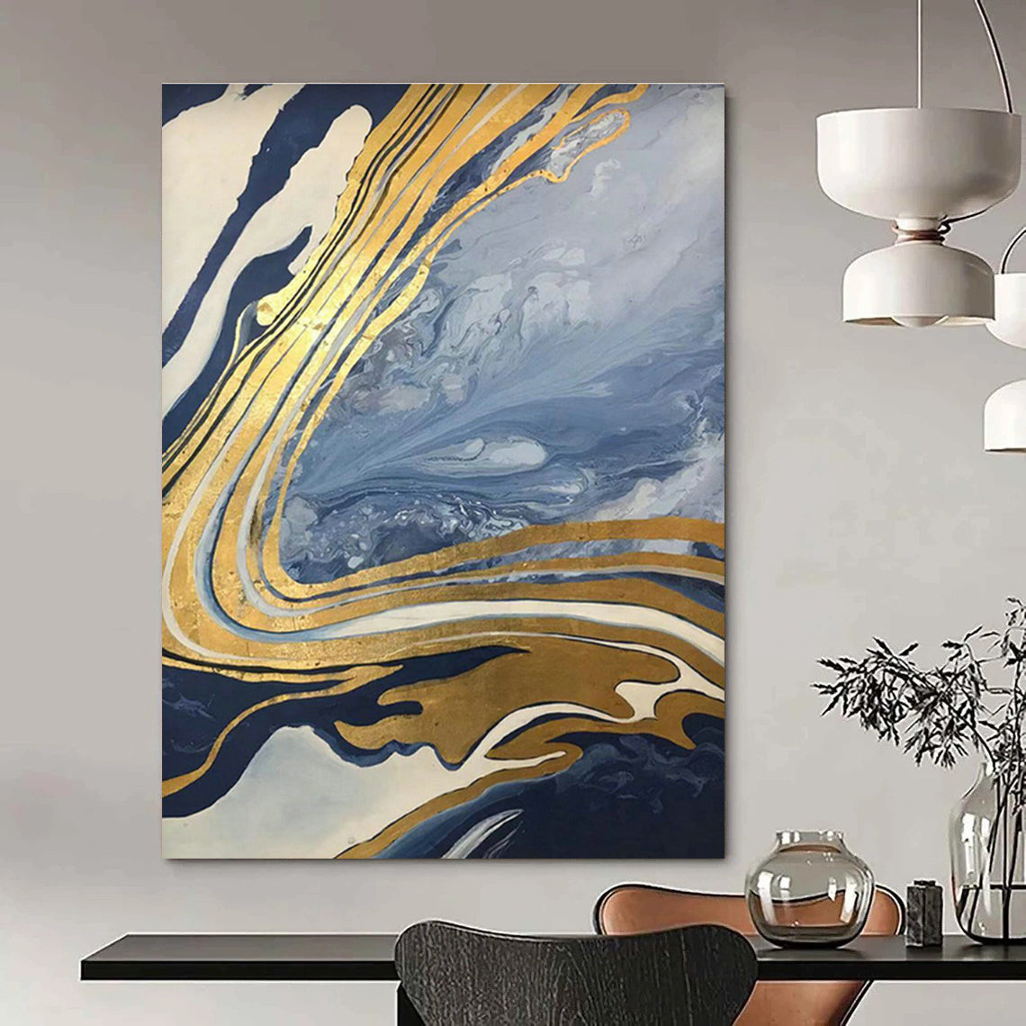 Extra - Vast Hand - Painted Abstract Canvases for Bedroom Window Seat Niche Ceilings & Cottage Hallway Storage Bench Under - sides DLZ0887