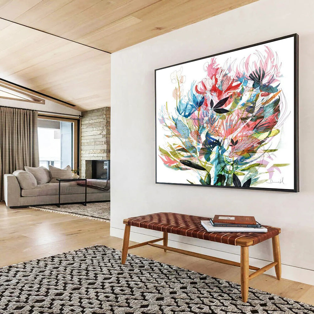 Colorful Floral Abstract Painting with Mixed Pastel Hues THY138