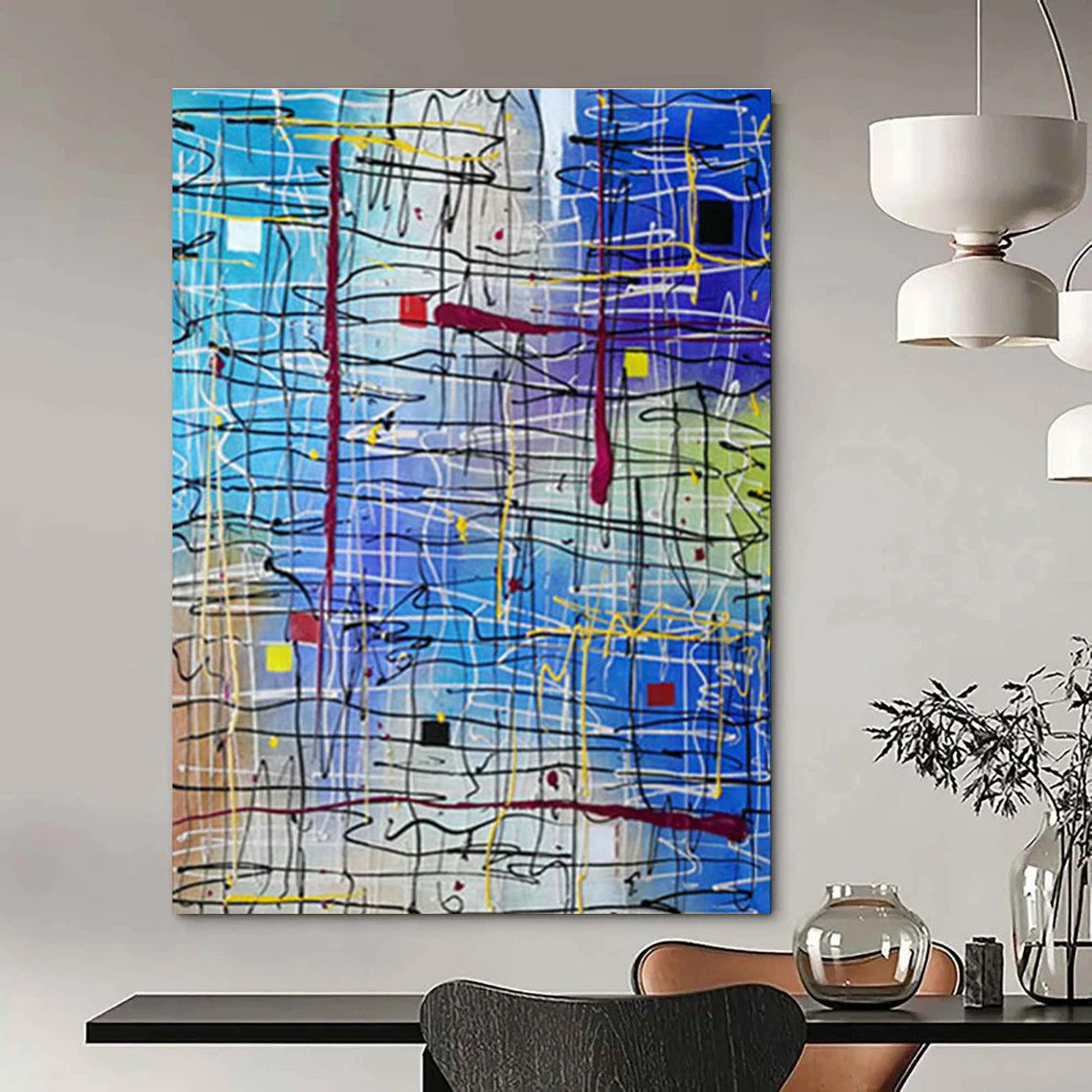 Hand-Painted Abstract Canvas for Dining Room & Entryway DLZ2283
